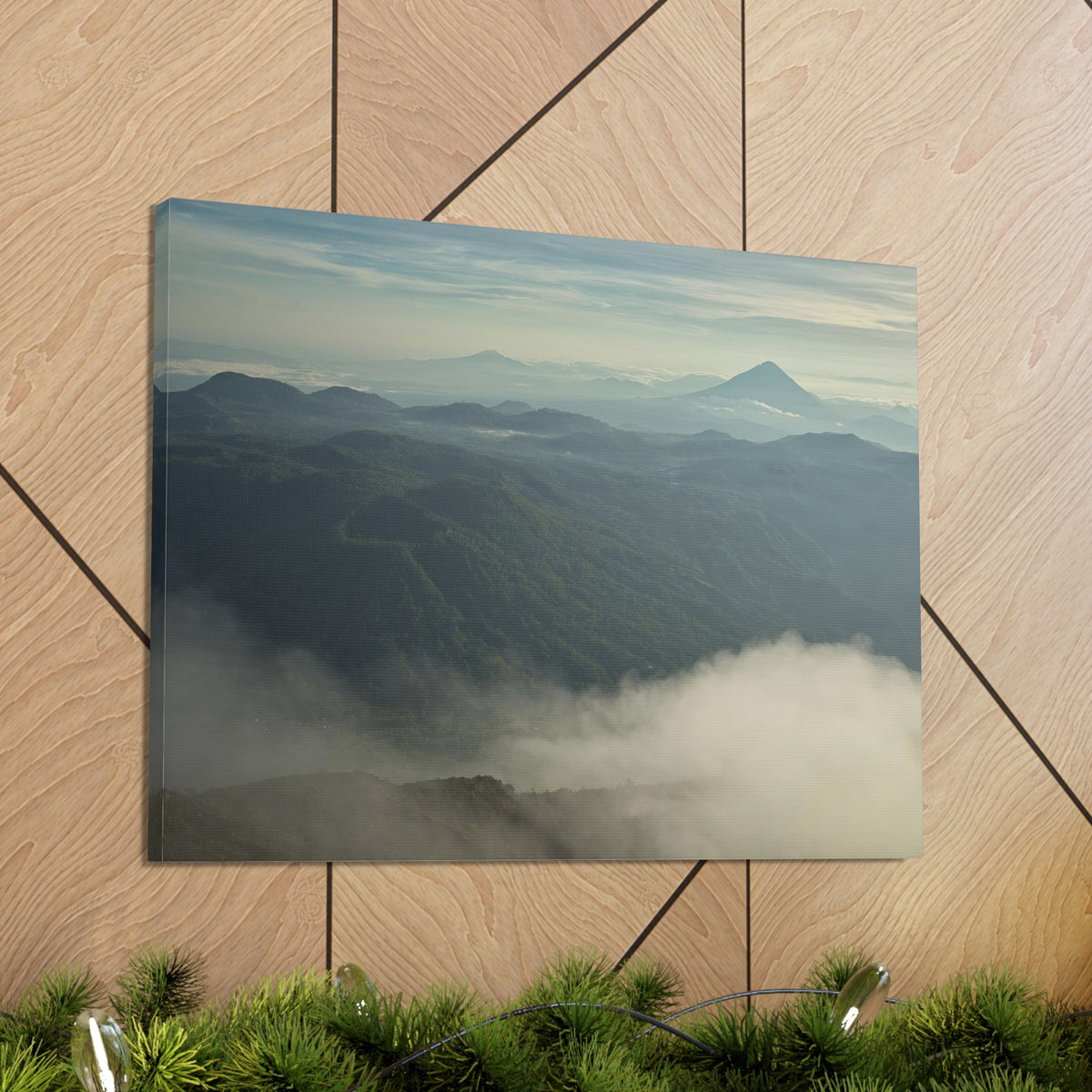 Misty Mountains Green Forest Nature Wilderness Photography Canvas Wall Art for Home Decor Ready-to-Hang-Express Your Love Gifts