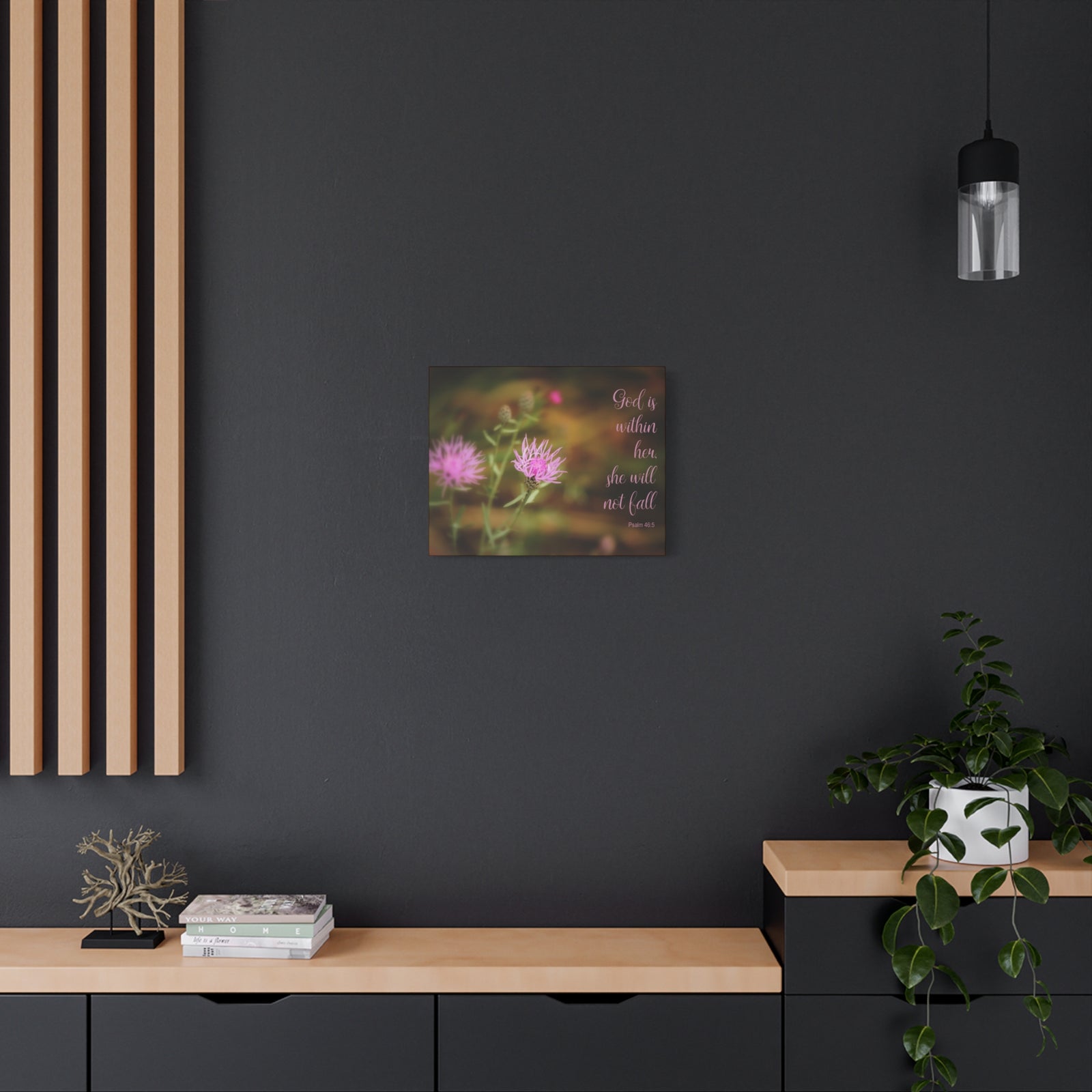 Scripture Canvas God Is Within Her Psalm 46:5 Flower Christian Wall Art Bible Verse Print Ready to Hang-Express Your Love Gifts
