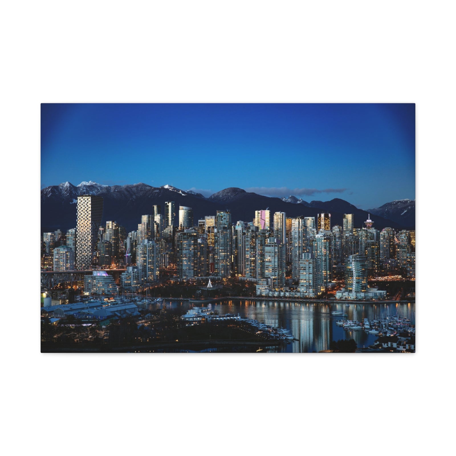 Vancouver Night Skyline Canvas Artwork High-Quality Breathtaking Stunning Cityscape for Home Decor Ready to Hang-Express Your Love Gifts