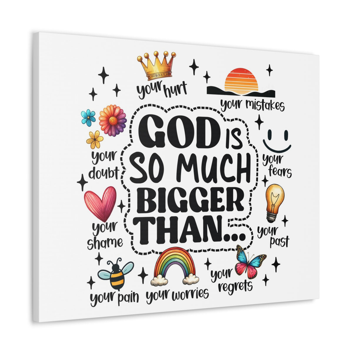 Scripture Walls God Bigger Than Everything Bible Verse Canvas Christian Wall Art Ready to Hang Unframed-Express Your Love Gifts