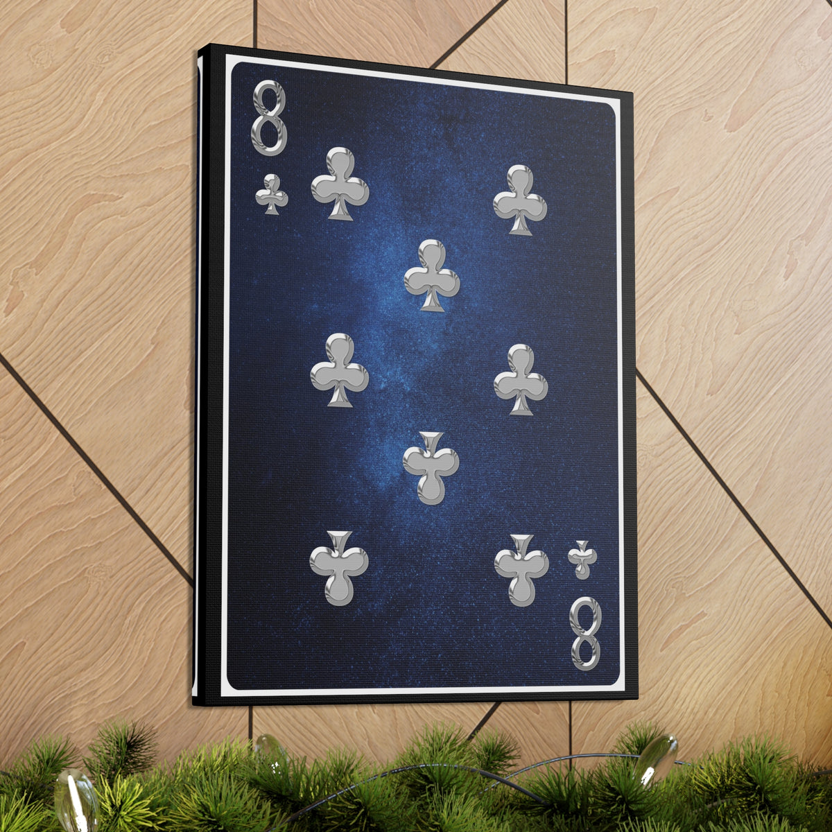 Eight Of Clubs Space Background Playing Card Canvas Wall Art for Home Decor Ready-to-Hang-Express Your Love Gifts