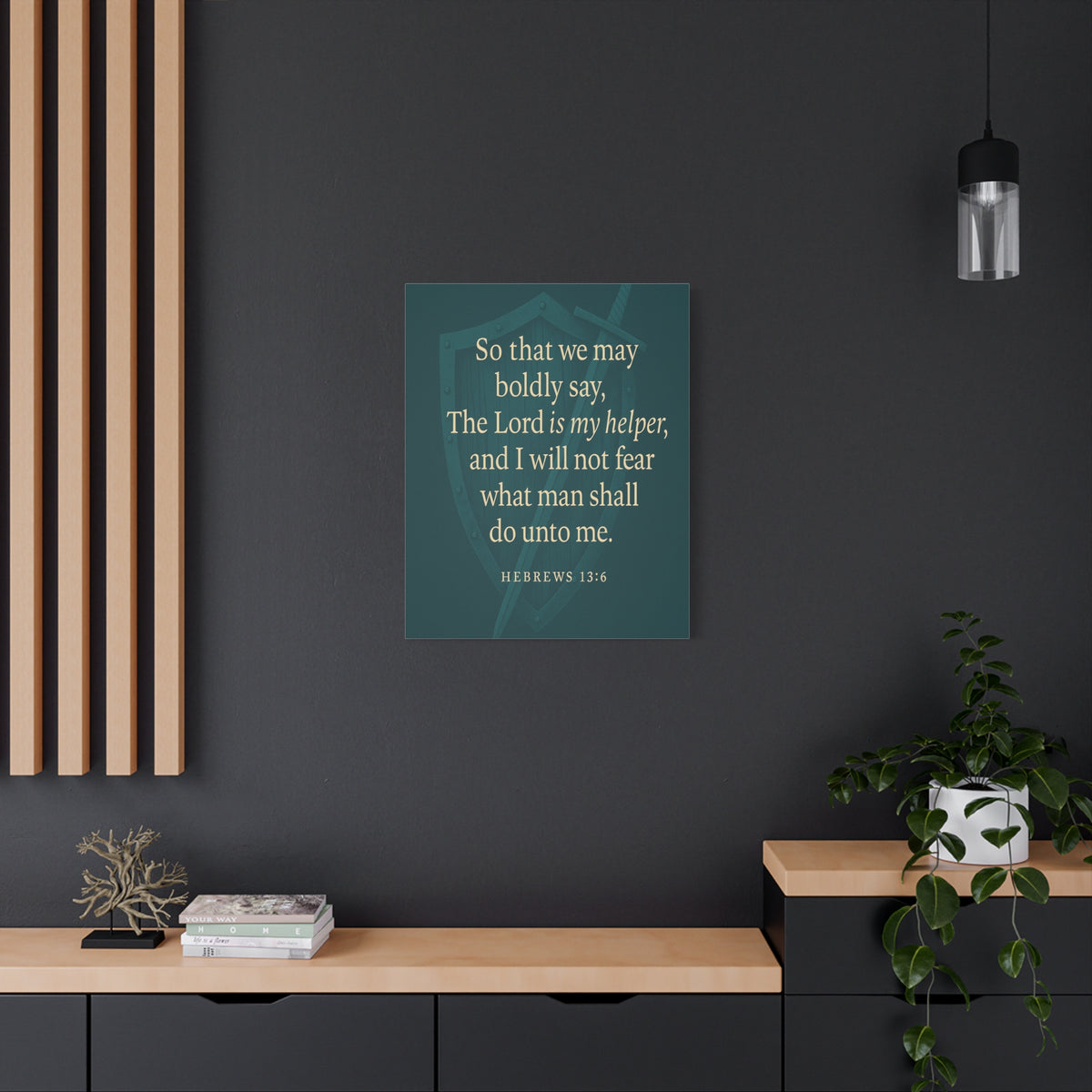 Bible Verse Canvas Hebrews 13:6 Christian Home Décor Wall Art Scripture Ready to Hang Faith Print-Express Your Love Gifts