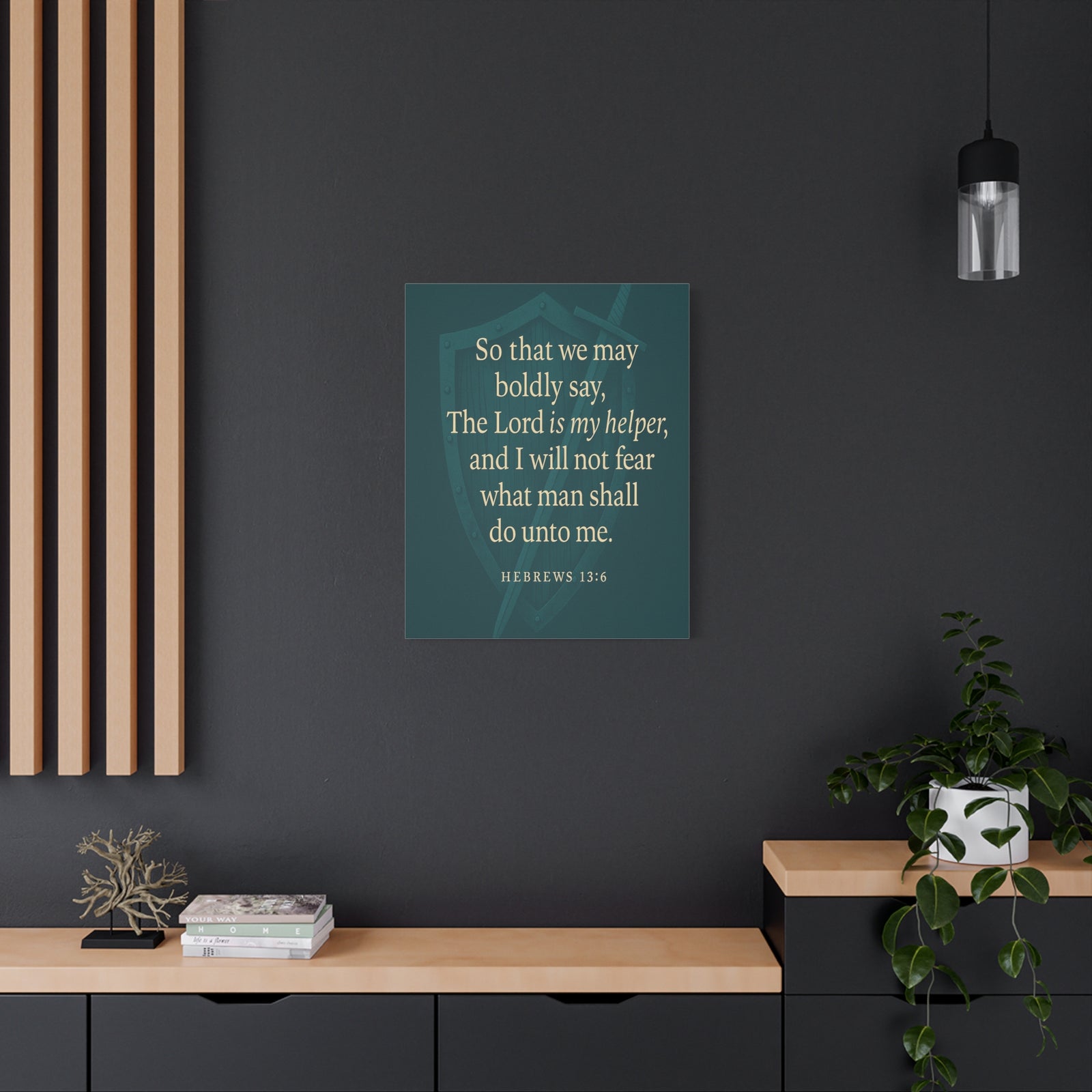 Bible Verse Canvas Hebrews 13:6 Christian Home Décor Wall Art Scripture Ready to Hang Faith Print-Express Your Love Gifts