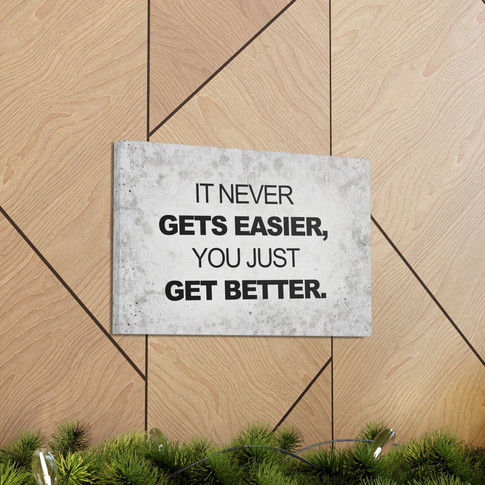 Inspirational Quote Canvas It Never Get's Easier Motivational Print Ready to Hang Artwork-Express Your Love Gifts