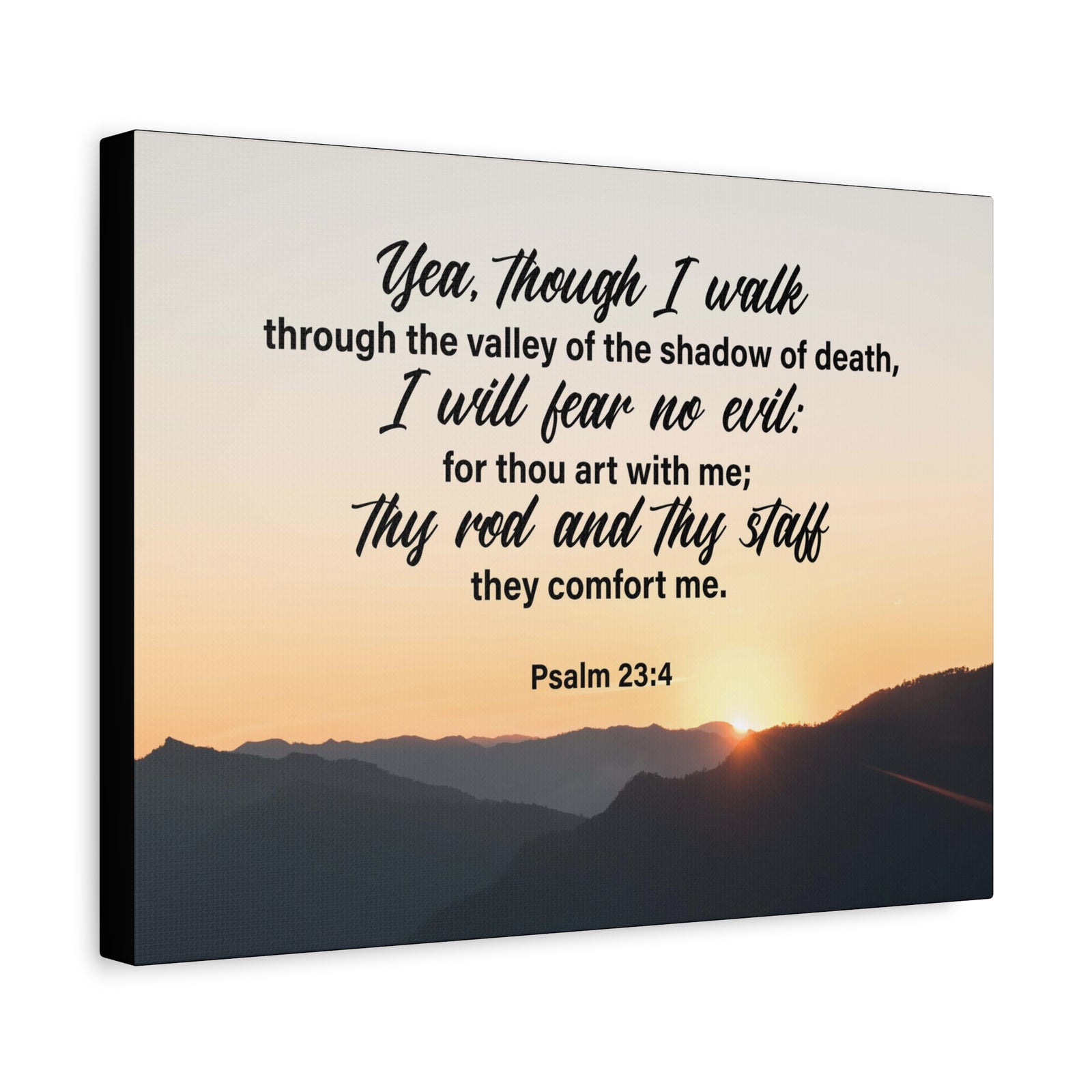 Bible Verse Canvas I WIll Fear No Evil Psalm 23:4 Wall Art Christian Home Decor Psalm 23:4-Express Your Love Gifts