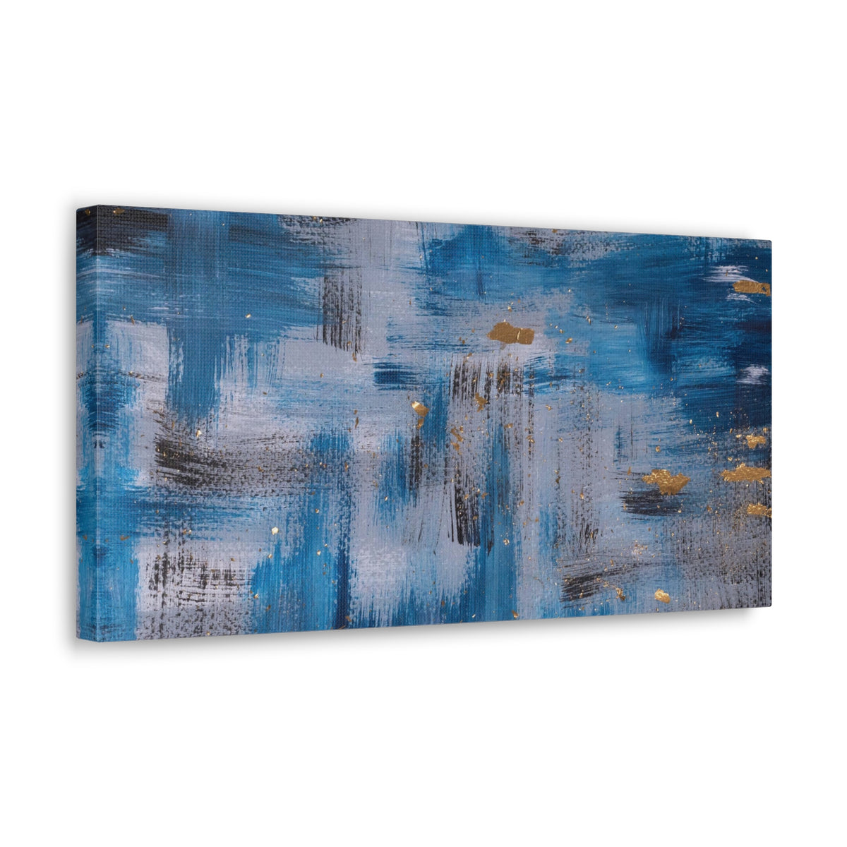 Contemporary Art Abstract Acrylic Painting Hand Painted Blue Black Gold Canvas Wall Art for Home Decor Ready-to-Hang-Express Your Love Gifts