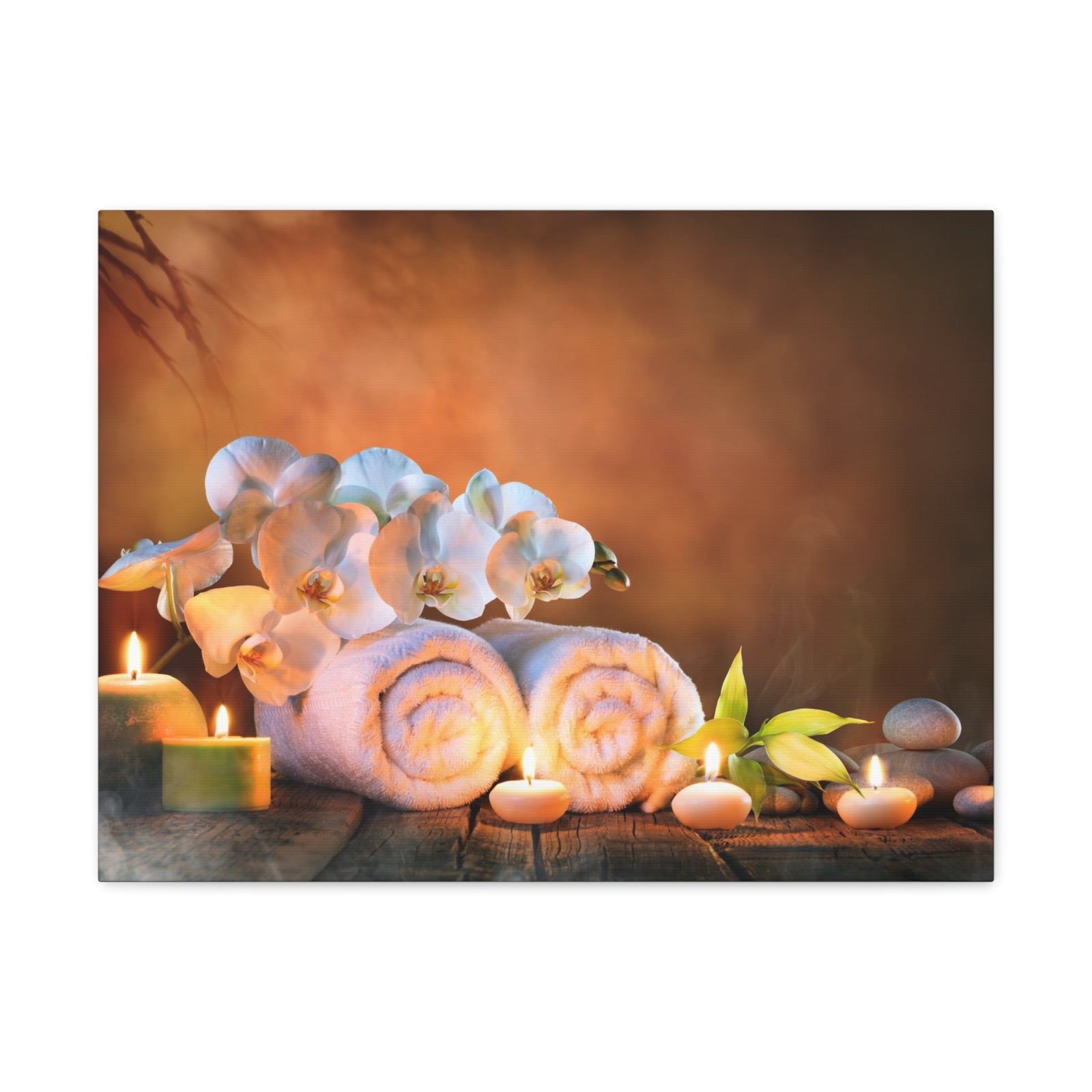 Candles and Orchid Forest Floral Nature Photography Canvas Wall Art for Home Decor Ready-to-Hang-Express Your Love Gifts