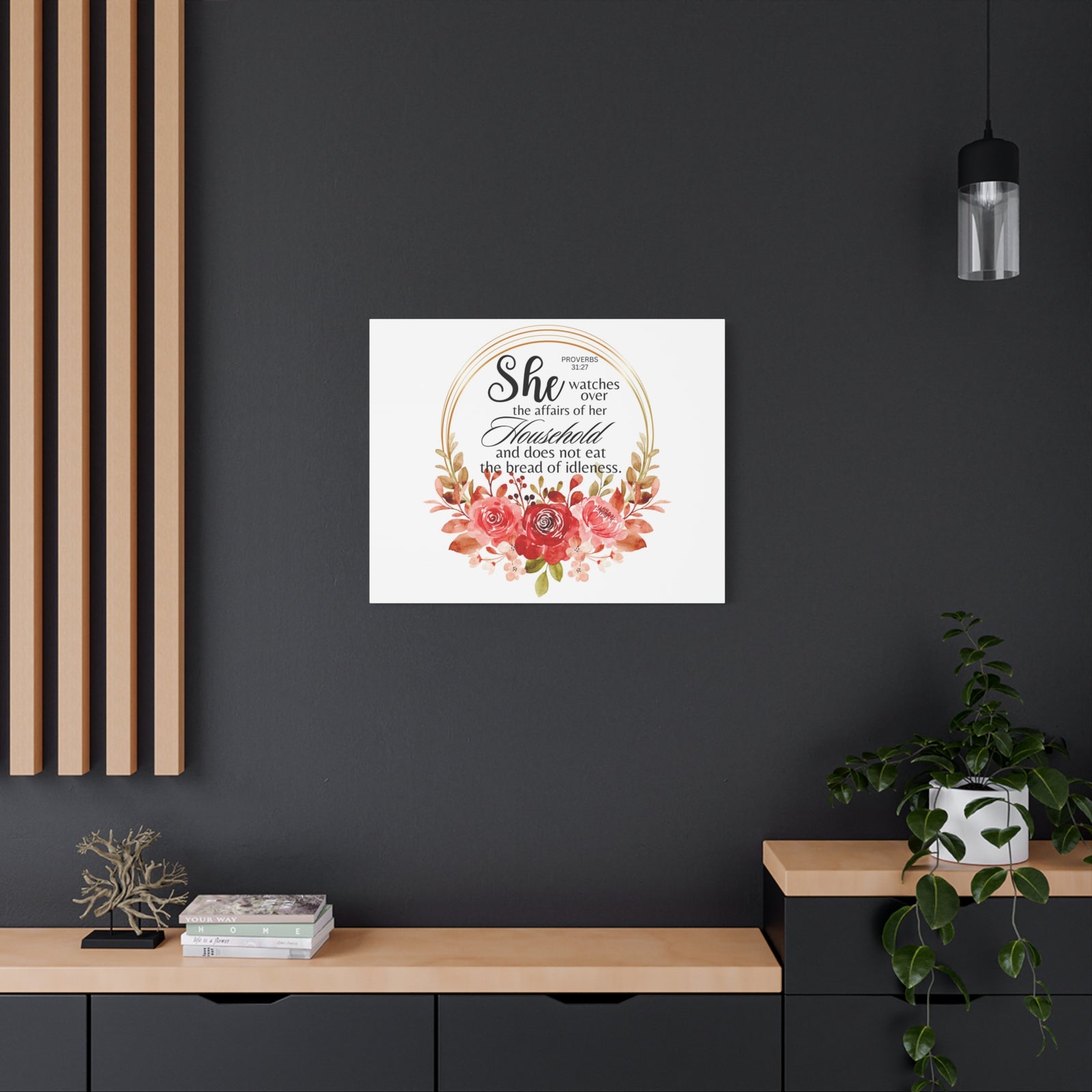 Scripture Walls Proverbs 31:27 She Watches Over Her Household Bible Verse Canvas Christian Wall Art Ready to Hang Unframed-Express Your Love Gifts