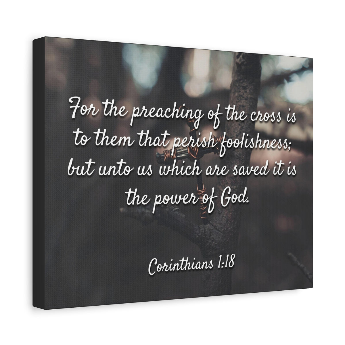 Scripture Canvas The Cross 1 Corinthians 1:18 Christian Wall Art Bible Verse Print Ready to Hang-Express Your Love Gifts