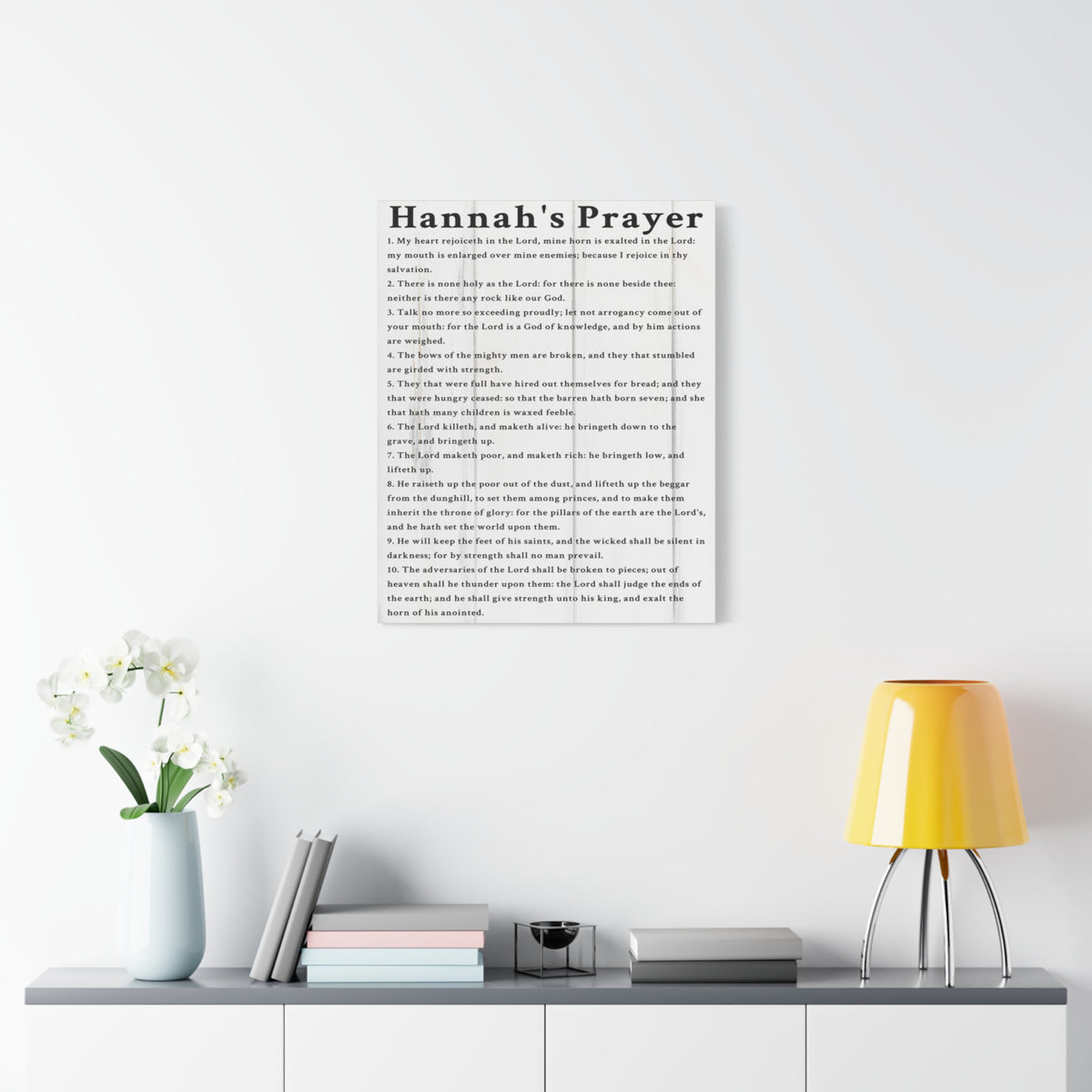 Scripture Walls Hannah's Prayer 1 Samuel 2:1–10 White Bible Verse Canvas Christian Wall Art Ready to Hang Unframed-Express Your Love Gifts
