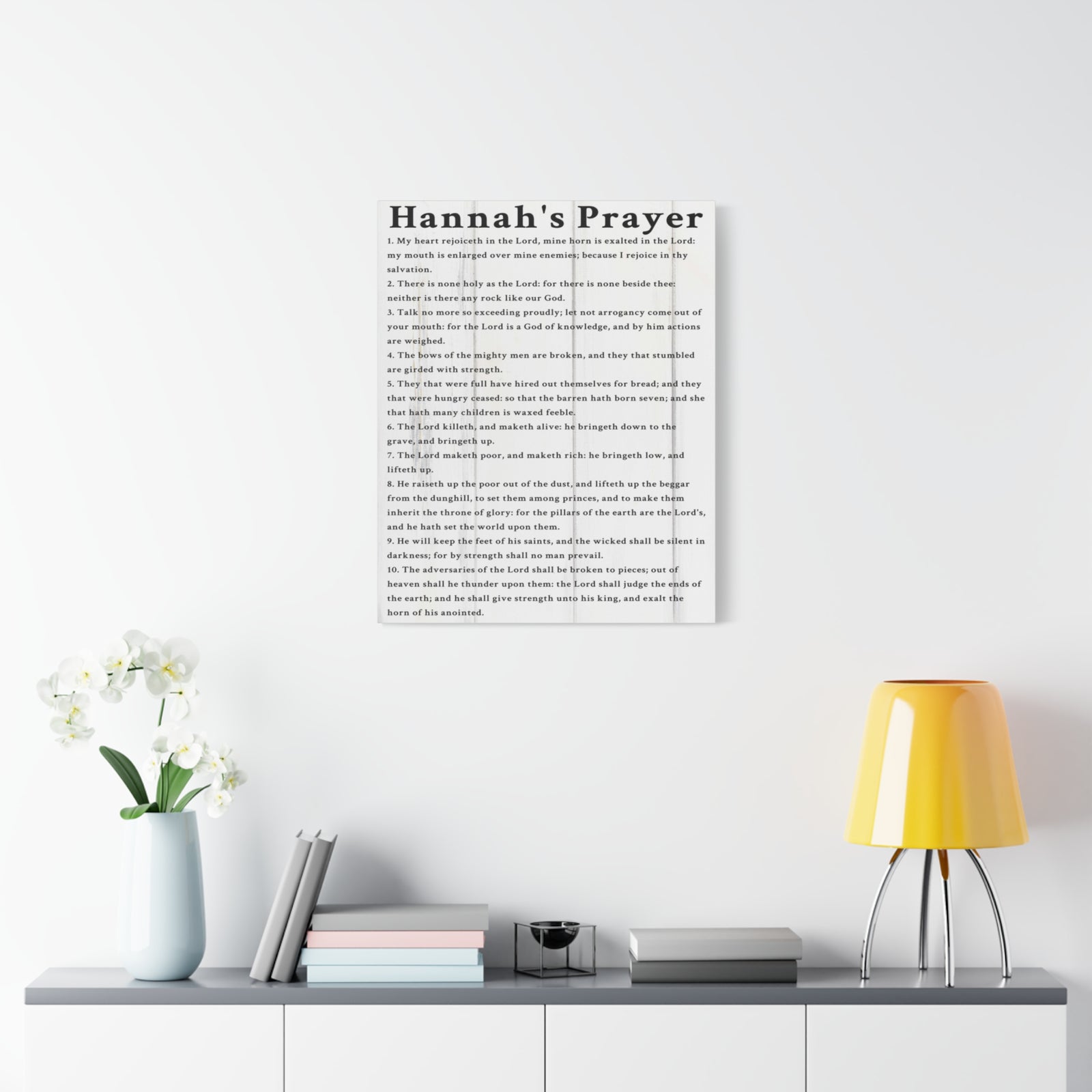 Scripture Walls Hannah's Prayer 1 Samuel 2:1–10 White Bible Verse Canvas Christian Wall Art Ready to Hang Unframed-Express Your Love Gifts