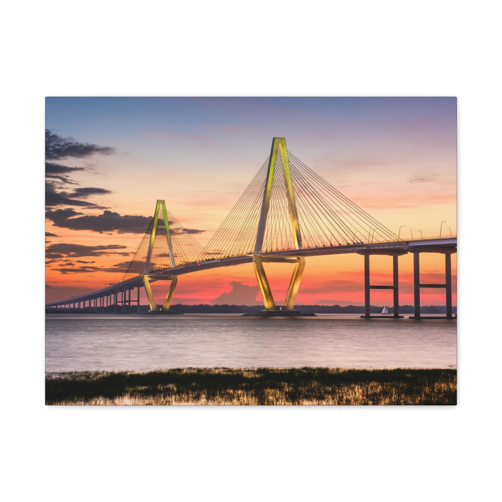 Jr Cooper River Bridge Charleston South Carolina Nature Wilderness Photography Canvas Wall Art for Home Decor Ready-to-Hang-Express Your Love Gifts