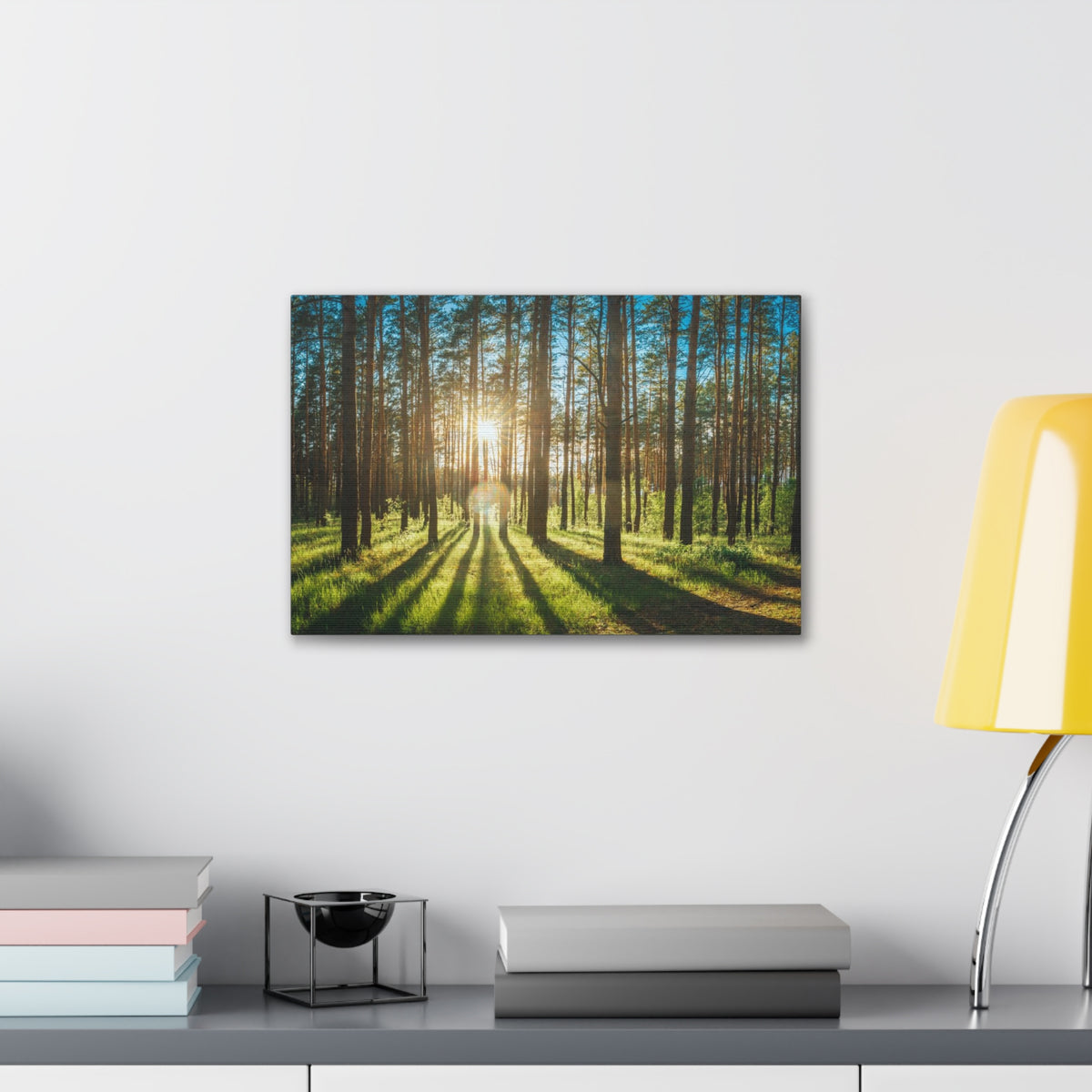 Forest Green Sunrise Nature Wilderness Photography Canvas Wall Art for Home Decor Ready-to-Hang-Express Your Love Gifts