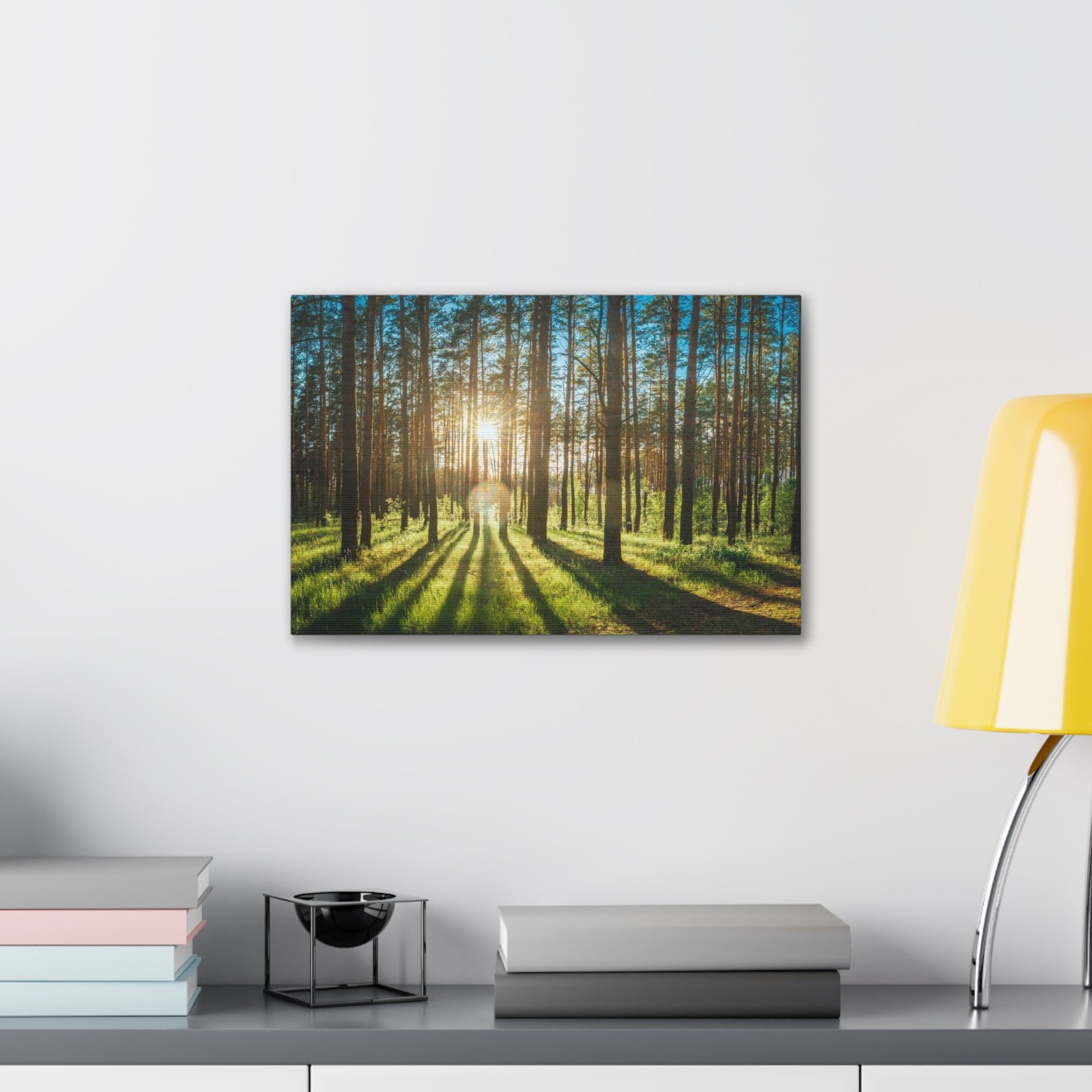 Forest Green Sunrise Nature Wilderness Photography Canvas Wall Art for Home Decor Ready-to-Hang-Express Your Love Gifts