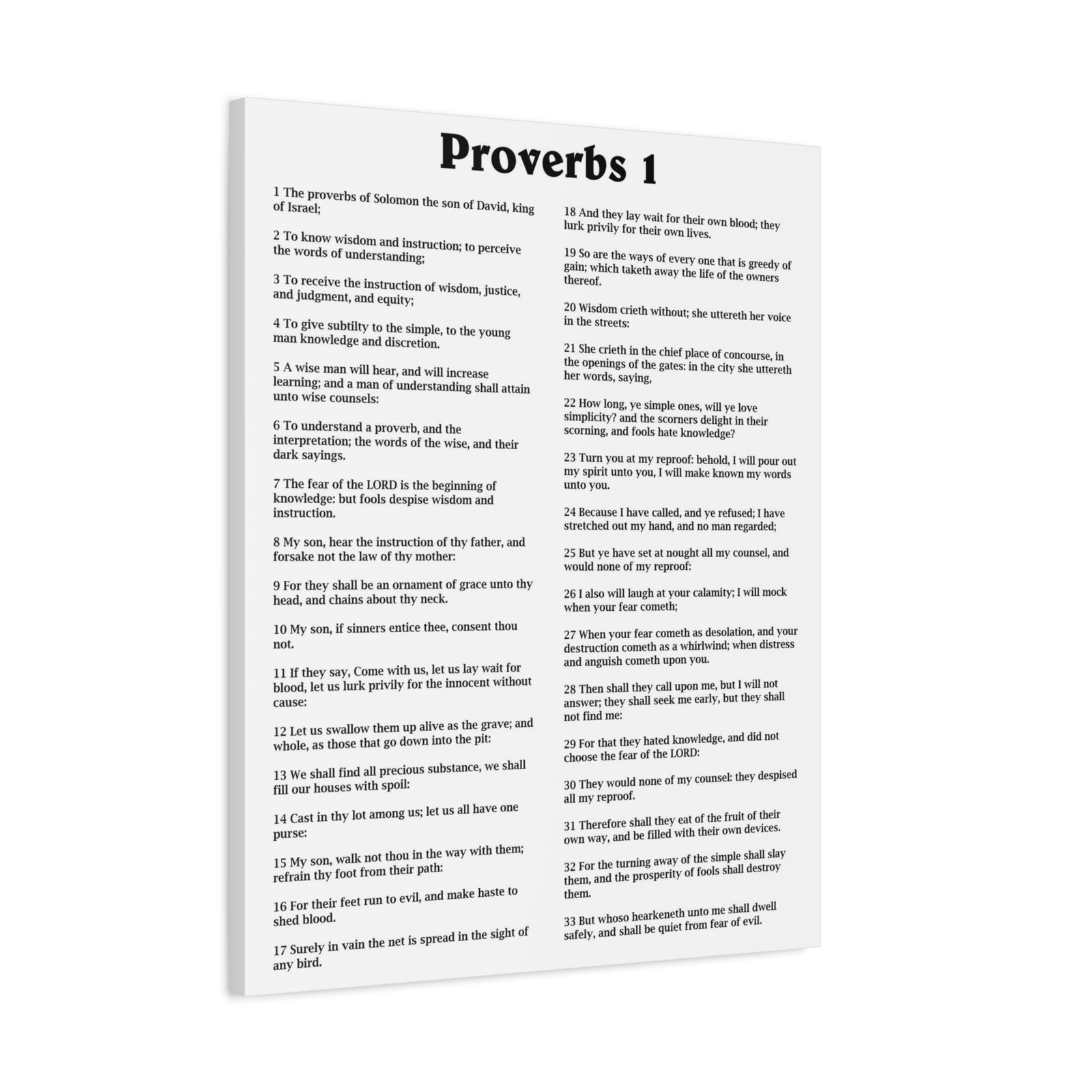 Scripture Walls Proverbs Chapter 1 White Bible Canvas Christian Wall Art Ready to Hang Unframed-Express Your Love Gifts