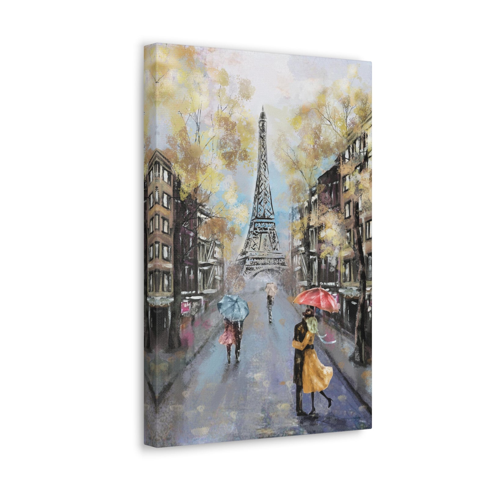 Eiffel Tower Romantic French Couple France Canvas Artwork High-Quality Breathtaking French City for Home Decor Ready to Hang-Express Your Love Gifts