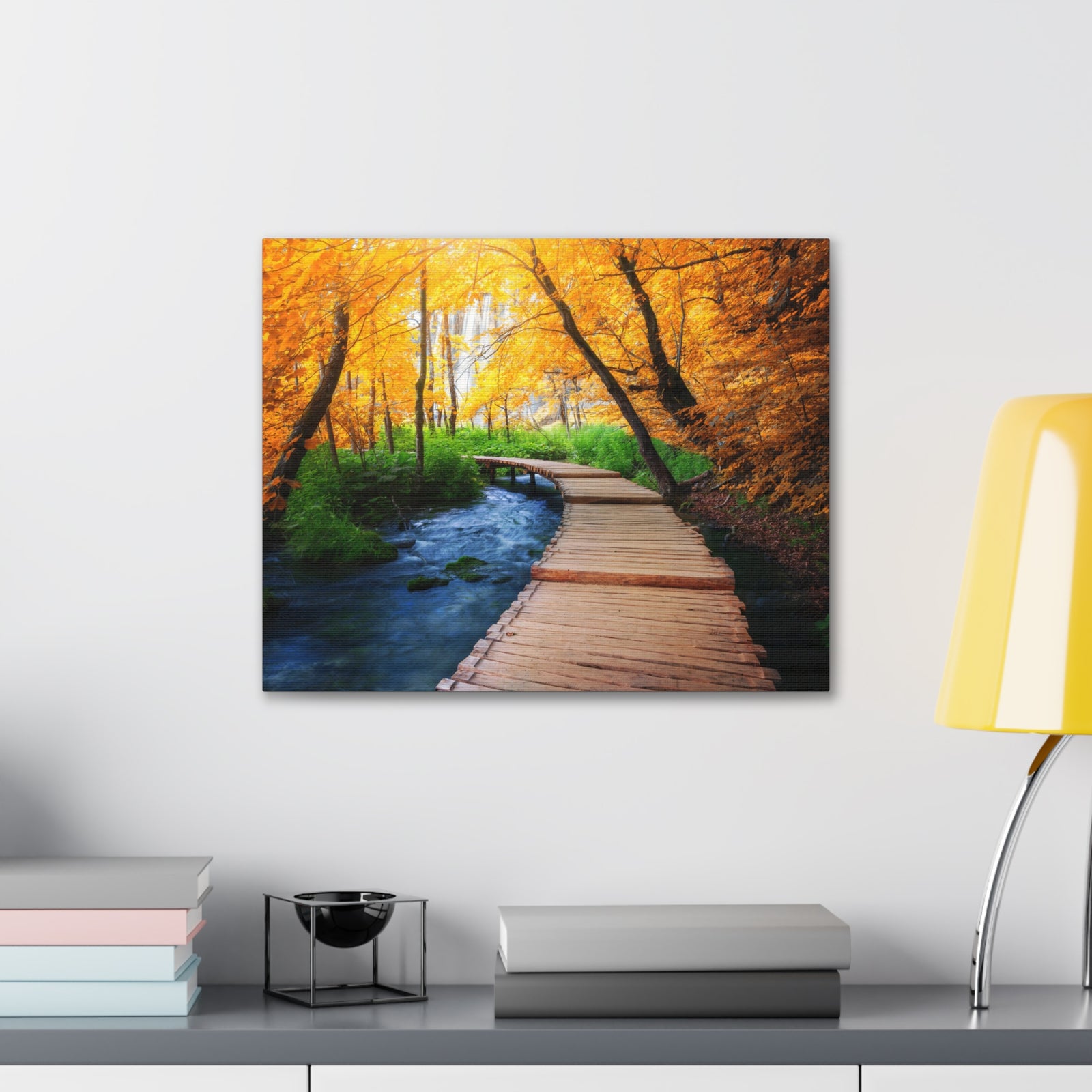 Path Autumn Orange Tree Nature Wilderness Photography Canvas Wall Art for Home Decor Ready-to-Hang-Express Your Love Gifts