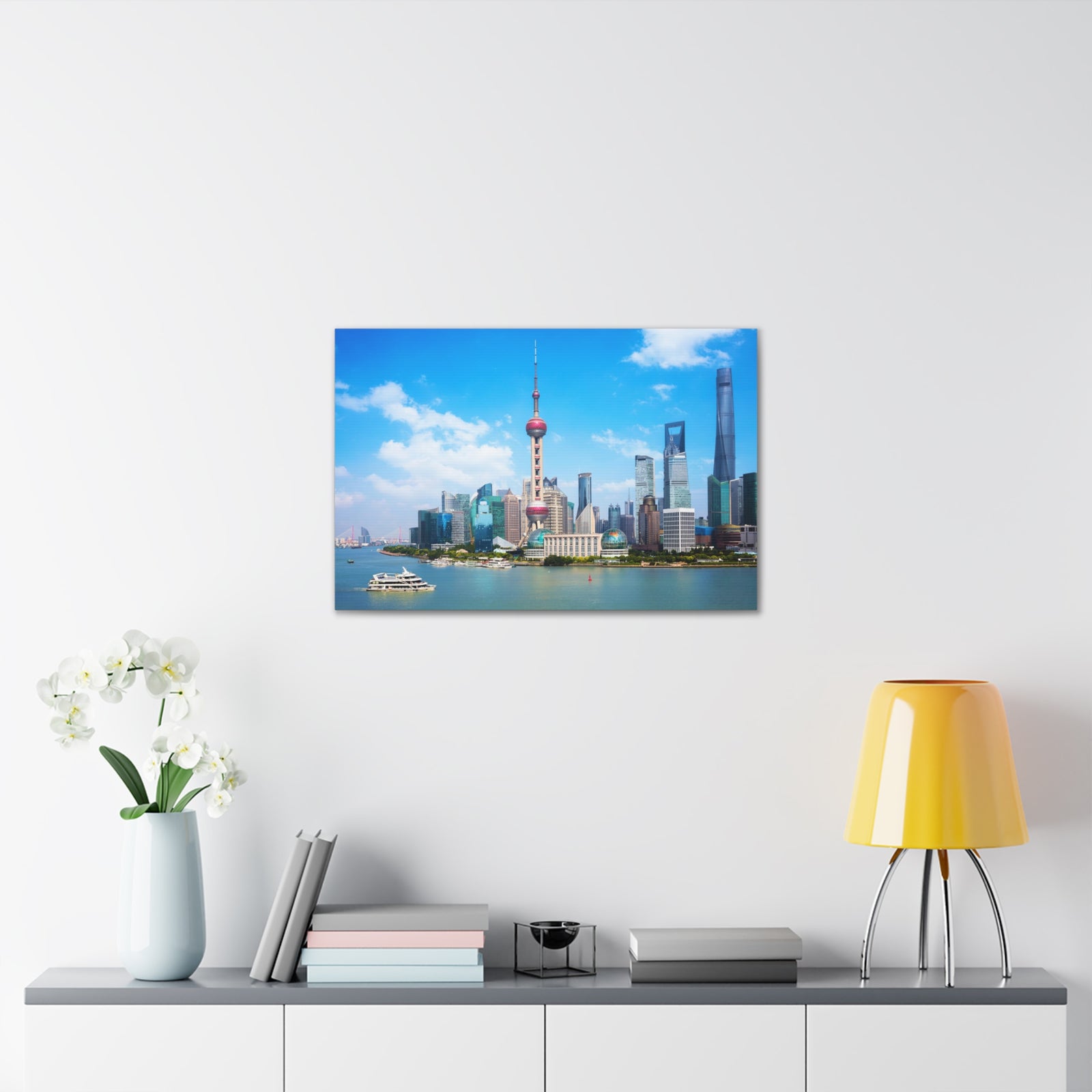 Shanghai Daytime Skyline Canvas Artwork High-Quality Breathtaking Stunning Cityscape for Home Decor Ready to Hang-Express Your Love Gifts