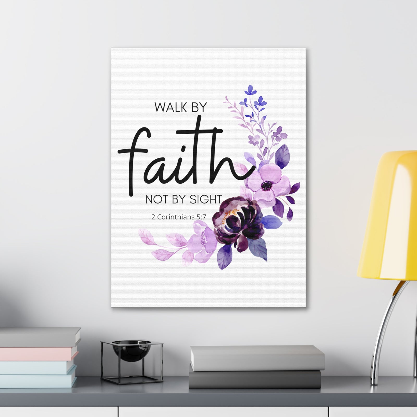 Scripture Walls 2 Corinthians 5:7 Walk by Faith Bible Verse Canvas Christian Wall Art Ready to Hang Unframed-Express Your Love Gifts