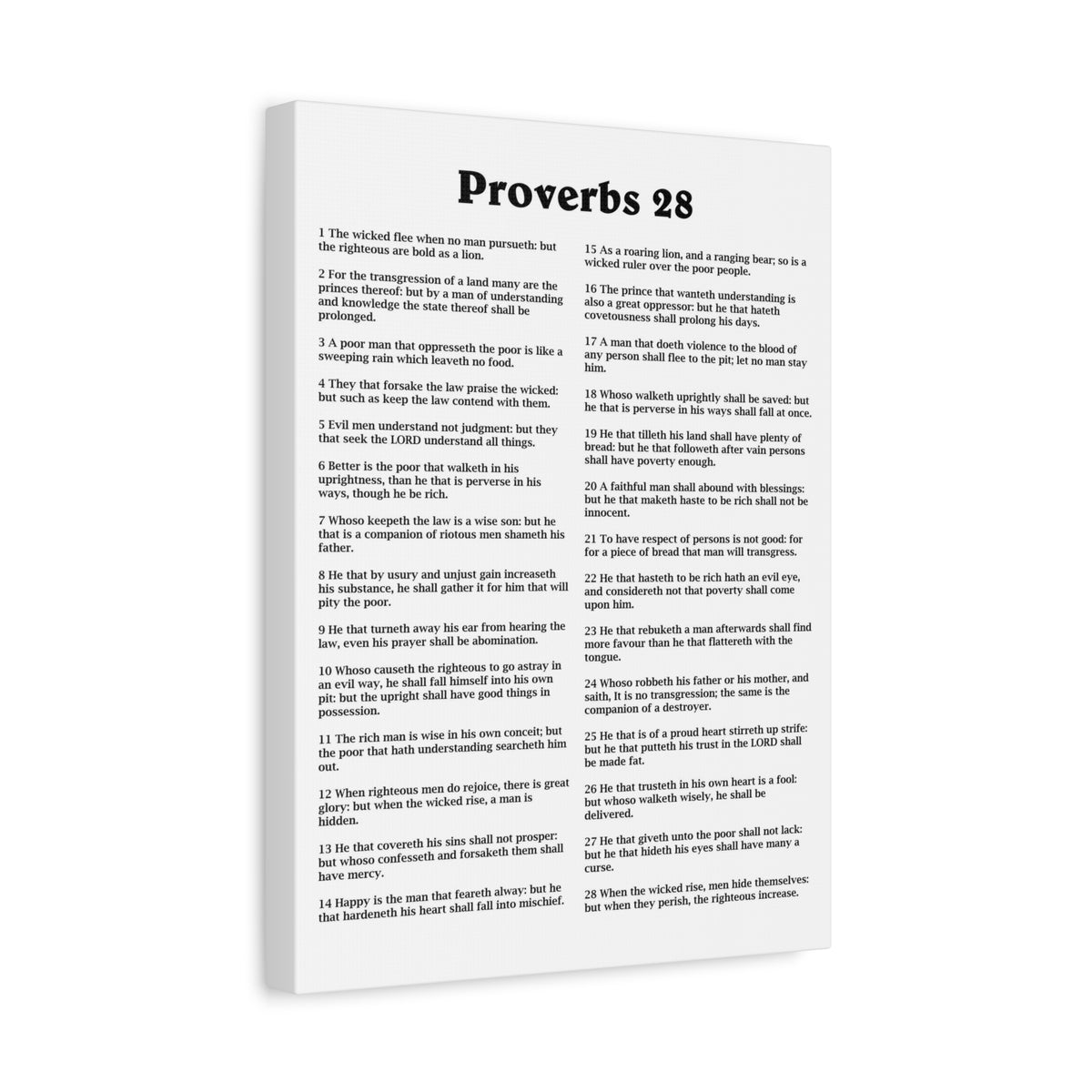 Scripture Walls Proverbs Chapter 28 White Bible Canvas Christian Wall Art Ready to Hang Unframed-Express Your Love Gifts
