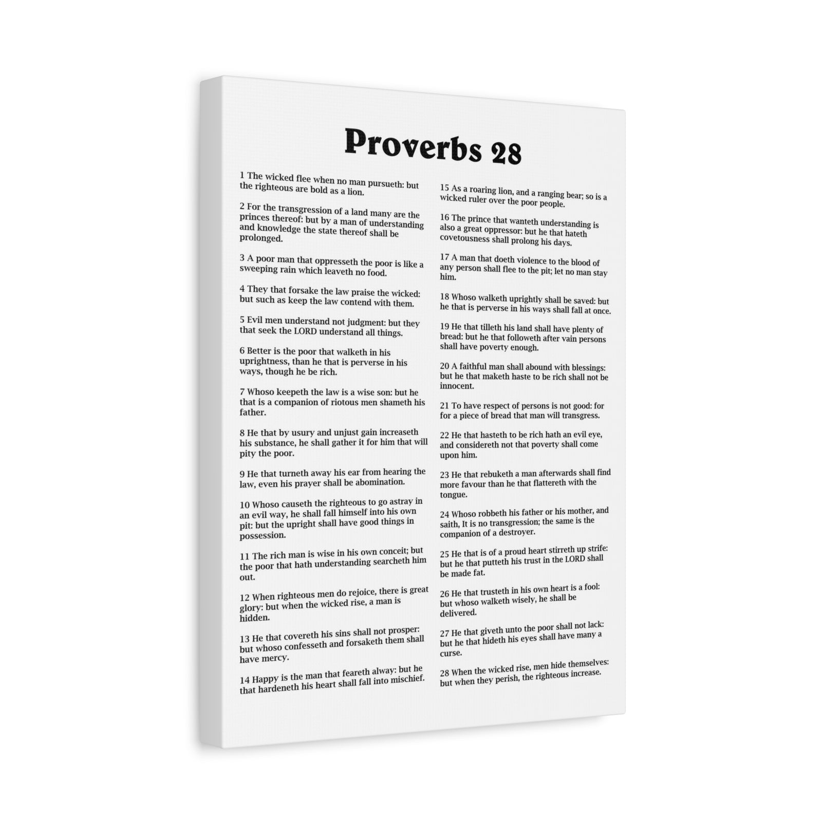 Scripture Walls Proverbs Chapter 28 White Bible Canvas Christian Wall Art Ready to Hang Unframed-Express Your Love Gifts