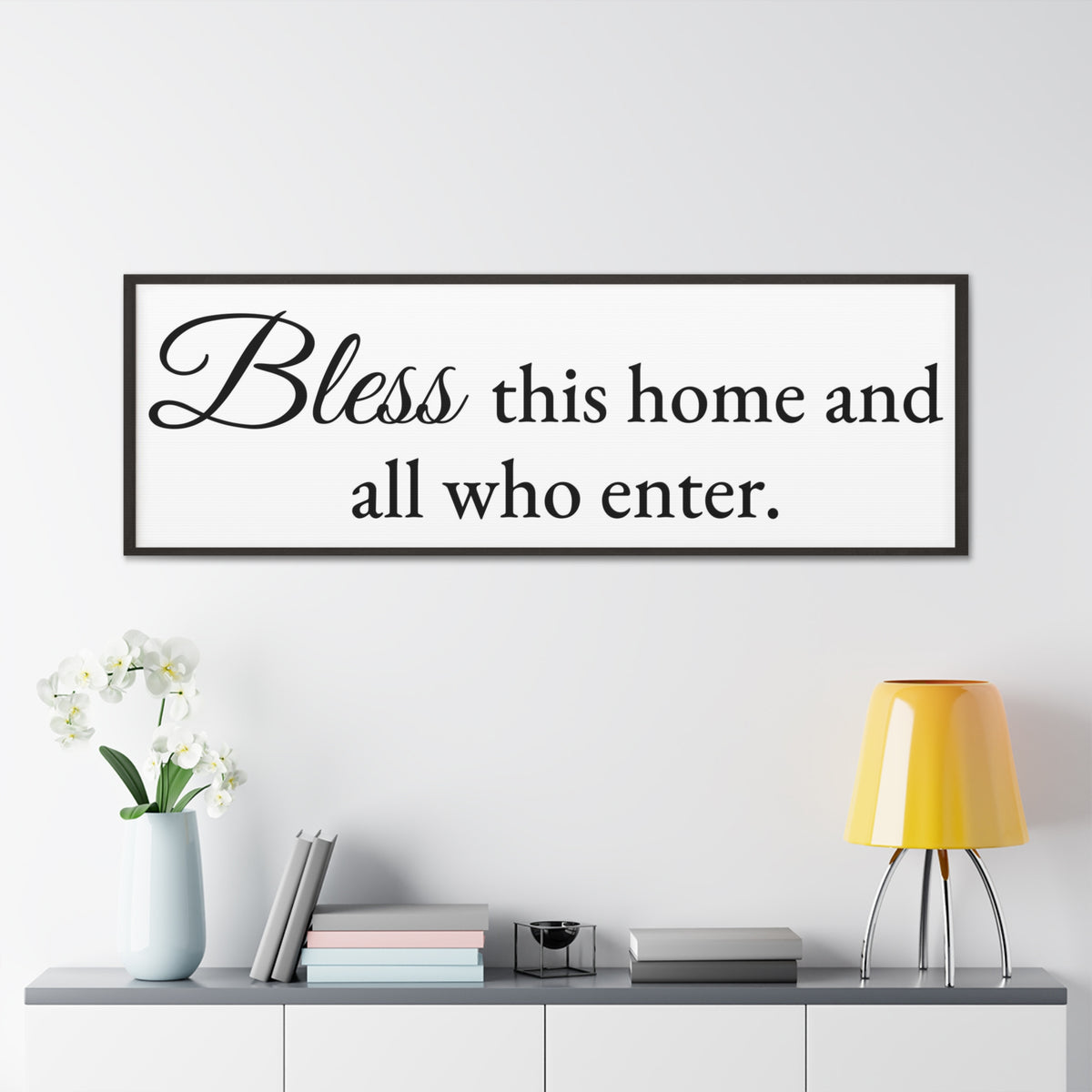 Scripture Walls Bless This Home Luke 10:5 White Bible Verse Canvas Christian Wall Art Ready to Hang Unframed-Express Your Love Gifts