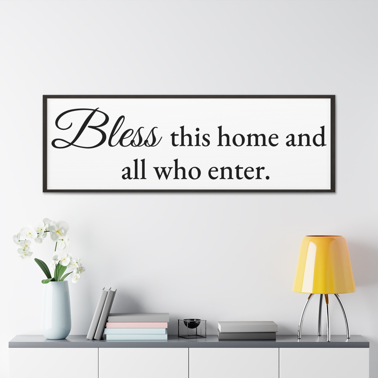 Scripture Walls Bless This Home Luke 10:5 White Bible Verse Canvas Christian Wall Art Ready to Hang Unframed-Express Your Love Gifts