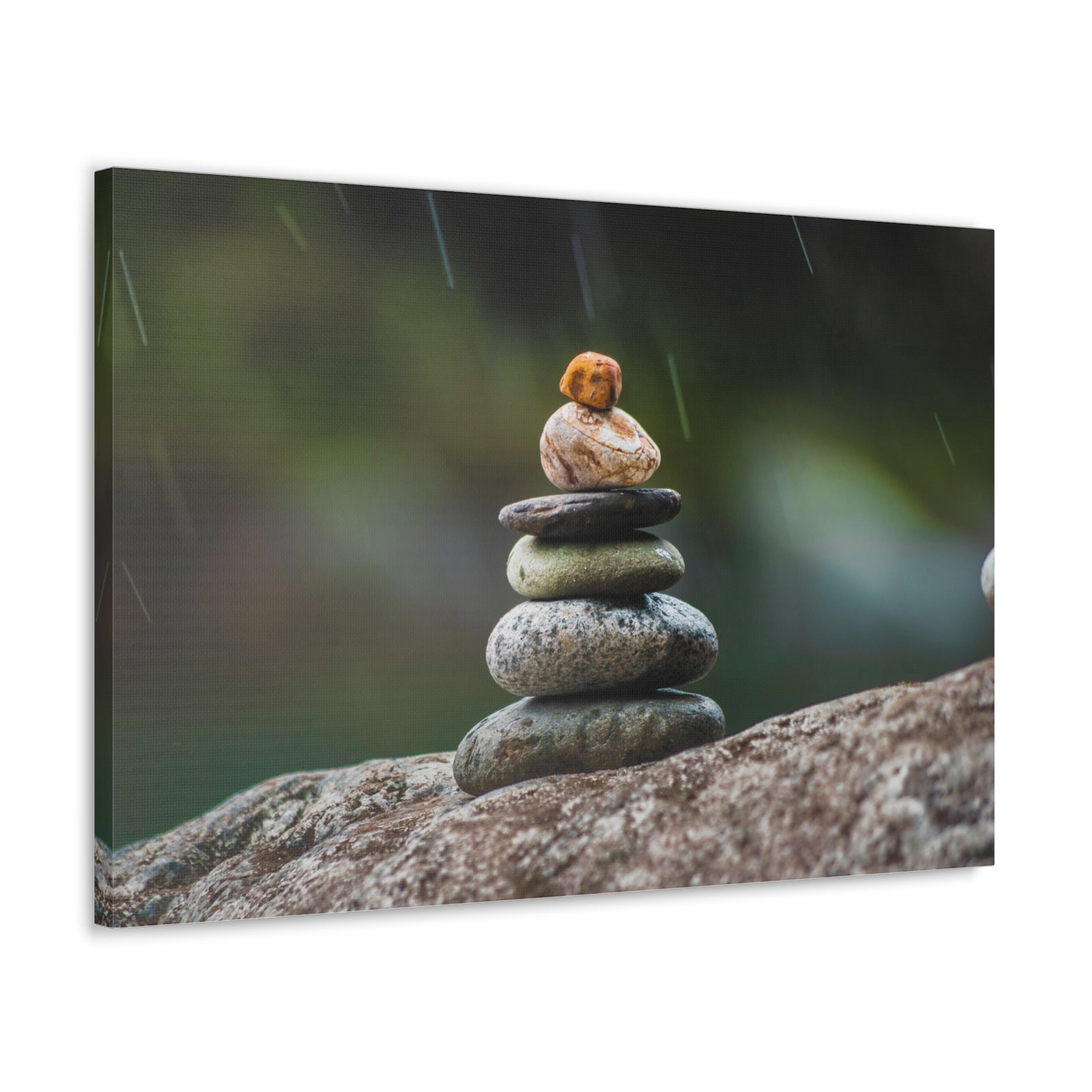 Rocks in Peaceful Rainforest Forest Floral Nature Photography Canvas Wall Art for Home Decor Ready-to-Hang-Express Your Love Gifts