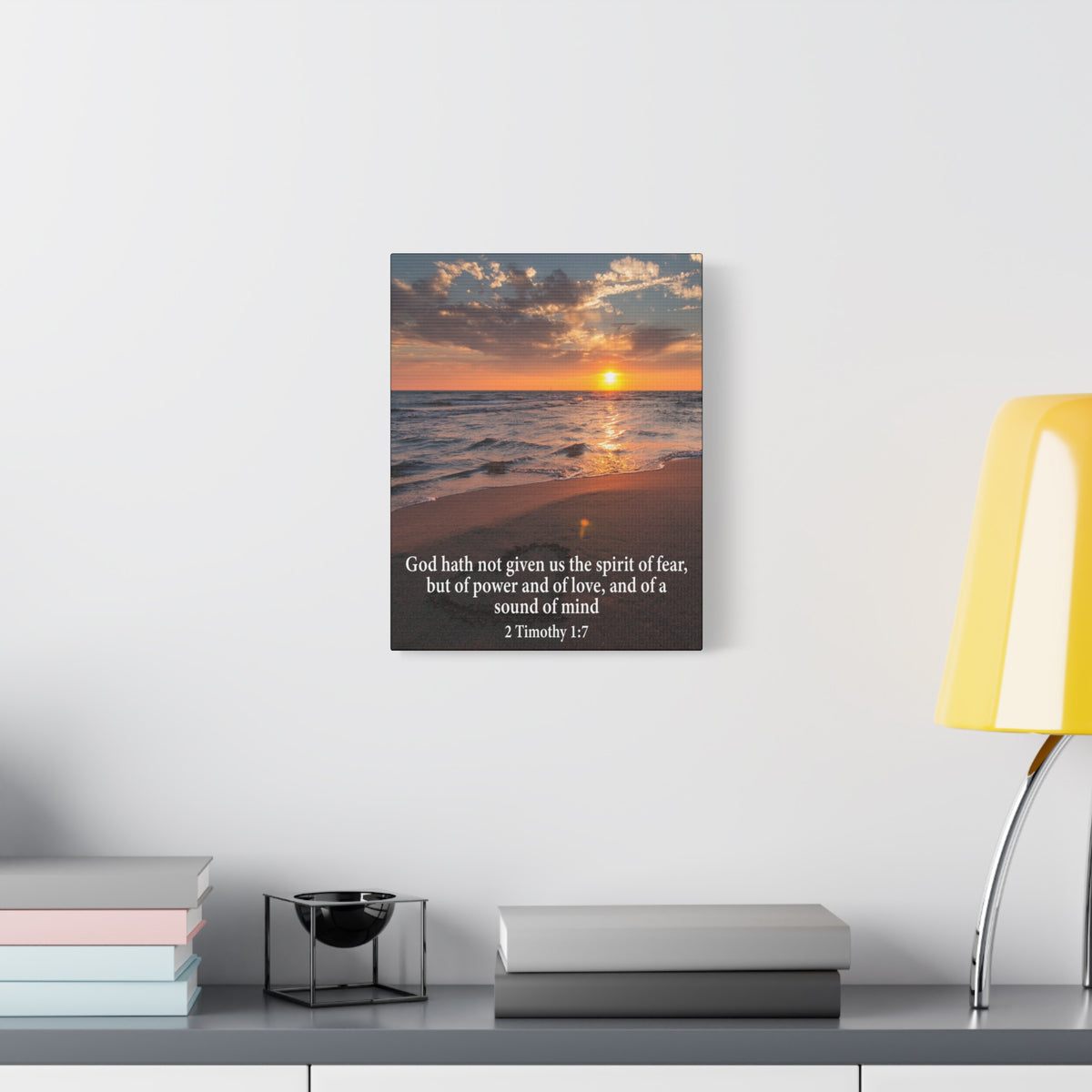 Scripture Canvas No Fear 2 Timothy 1:7 Christian Wall Art Bible Verse Print Ready to Hang-Express Your Love Gifts