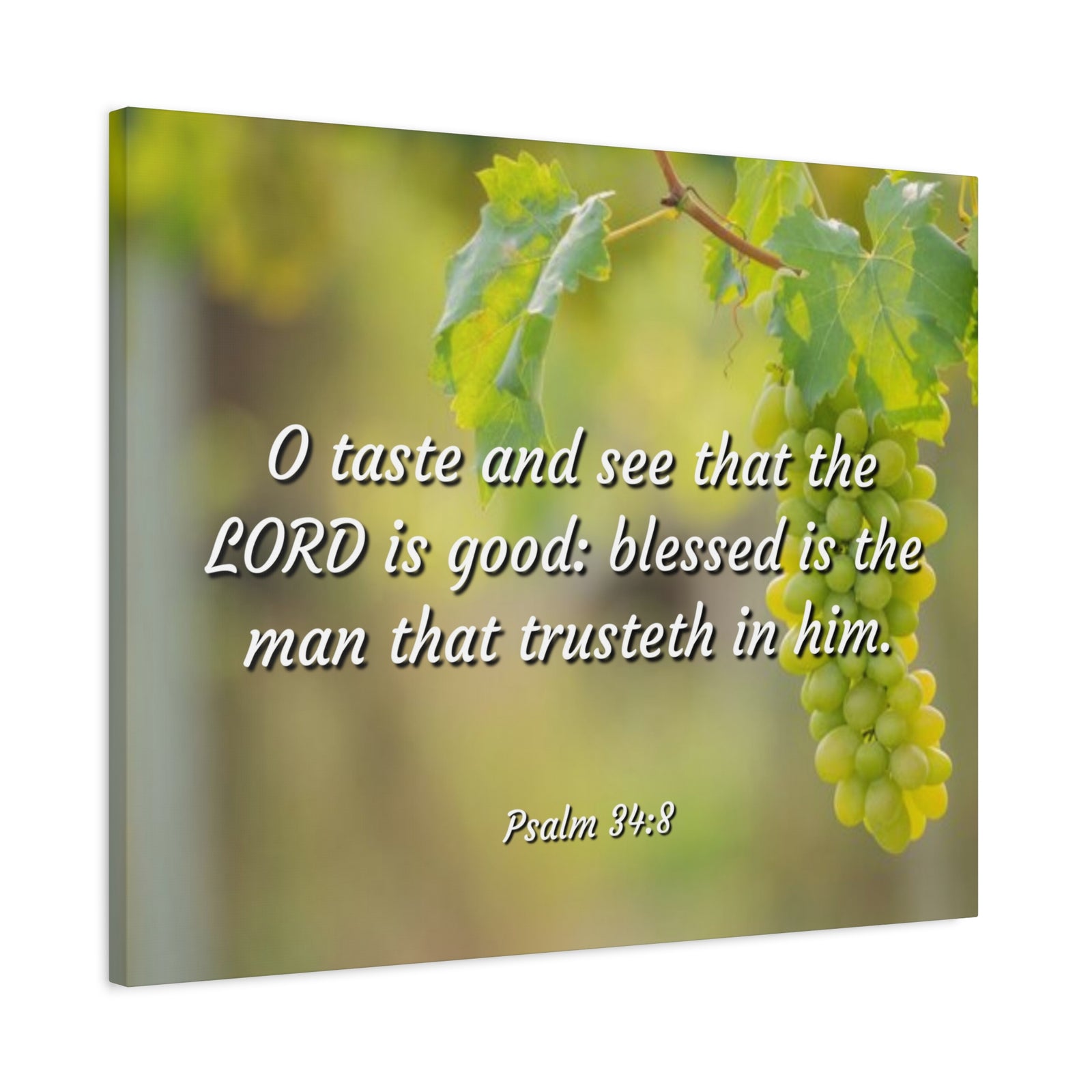 Scripture Canvas Lord Is Good Psalm 34:8 Christian Wall Art Bible Verse Print Ready to Hang-Express Your Love Gifts