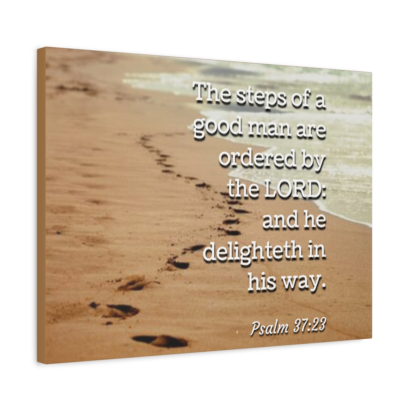 Scripture Canvas The Steps Psalm 37:23 Christian Wall Art Bible Verse Print Ready to Hang-Express Your Love Gifts
