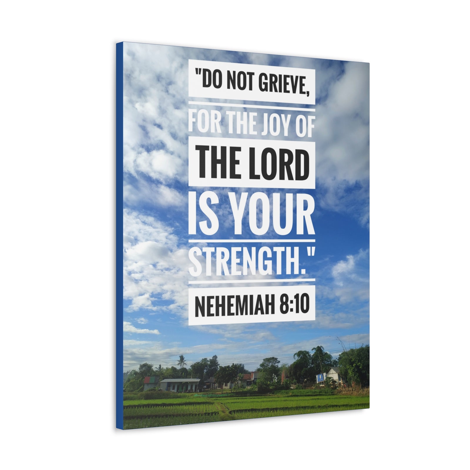 Scripture Canvas The Joy Of The Lord Nehemiah 8:10 Christian Wall Art Bible Verse Print Ready to Hang-Express Your Love Gifts