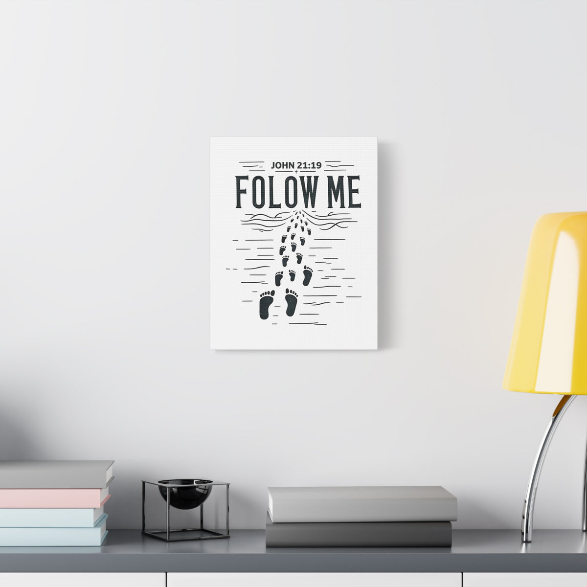 Scripture Walls John 21:19 Follow Me Bible Verse Canvas Christian Wall Art Ready to Hang Unframed-Express Your Love Gifts