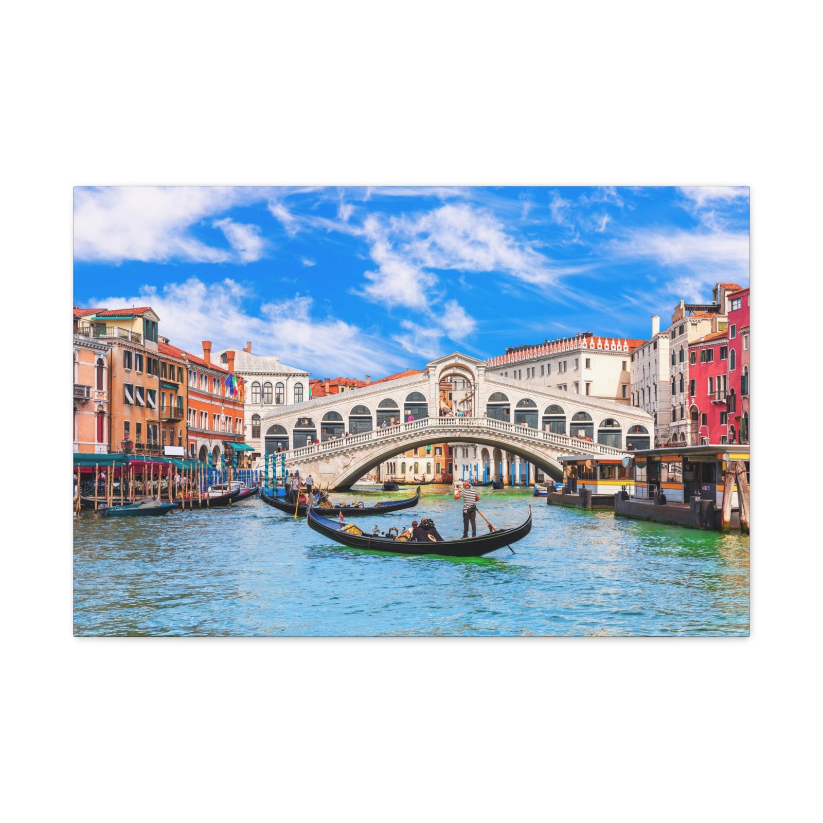 Rialto Bridge Venice Modern Multicolor Scenic Nature Photography Canvas Home Office Decor Ready to Hang-Express Your Love Gifts