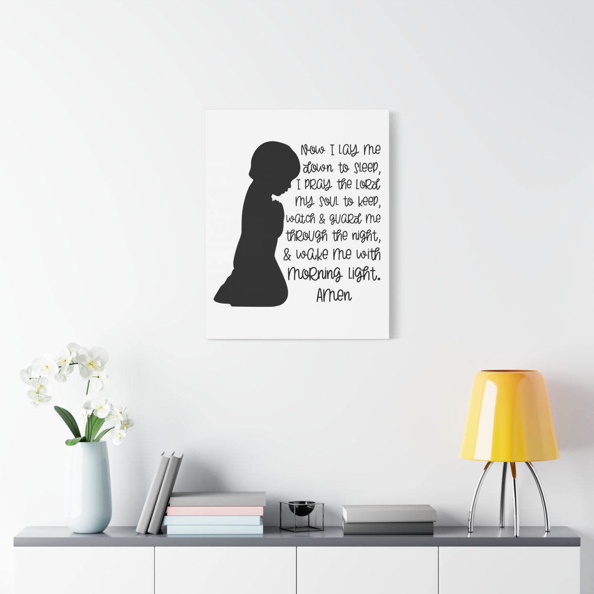 Scripture Canvas Wake Me With Morning Psalms 4:8 Christian Wall Art Print Ready to Hang-Express Your Love Gifts