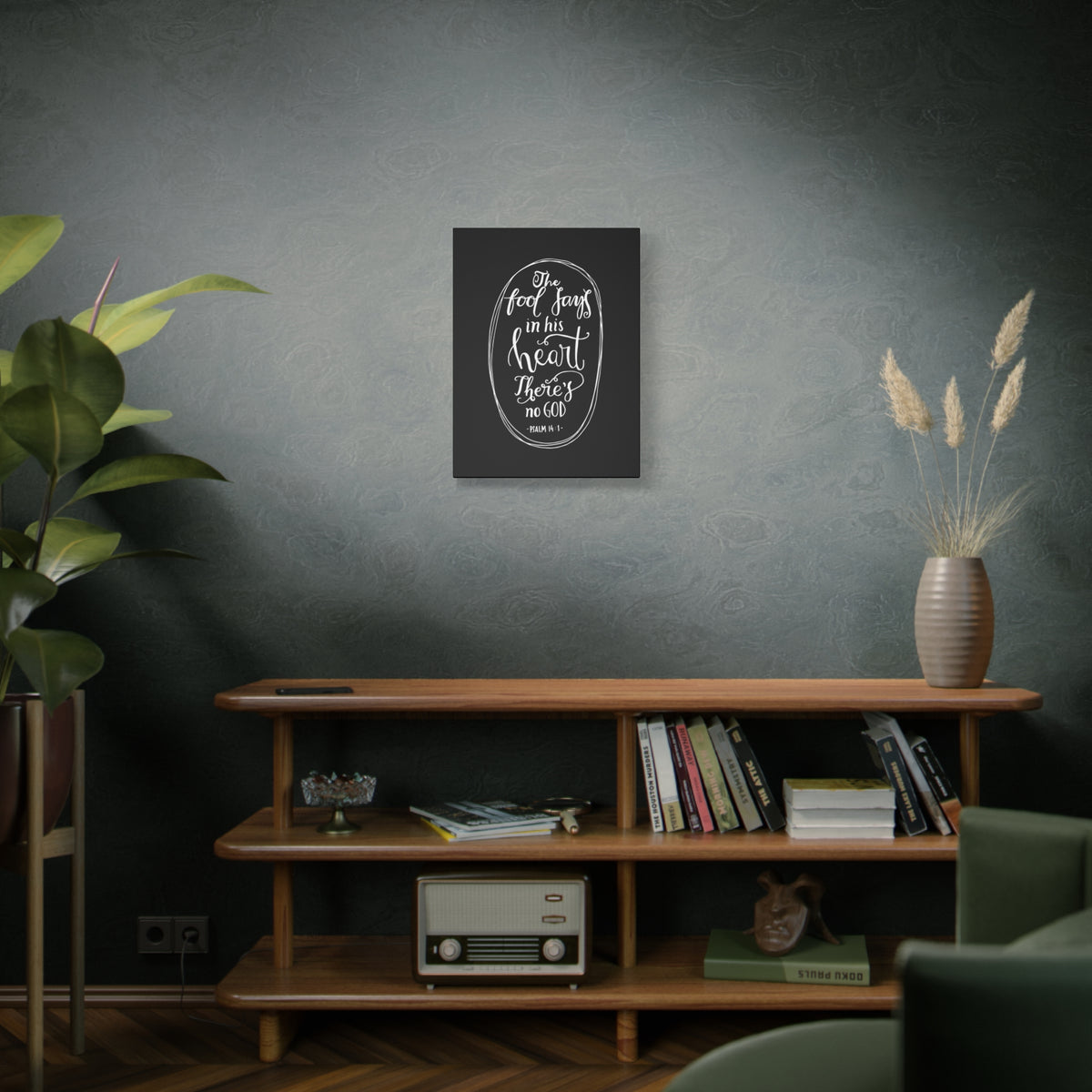 Scripture Canvas The Fool Says In His Heart Psalm 14:1 Christian Wall Art Bible Verse Print Ready To Hang-Express Your Love Gifts