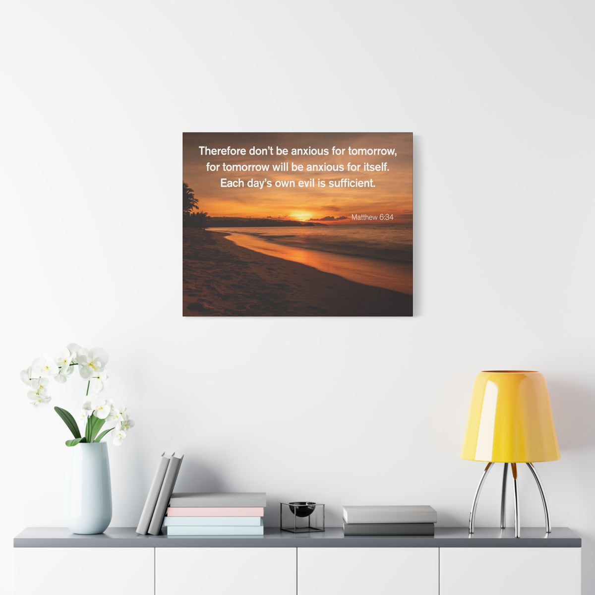 Scripture Walls Don't Be Anxious for Tomorrow Matthew 6:34 Christian Wall Art Print Ready to Hang Unframed-Express Your Love Gifts