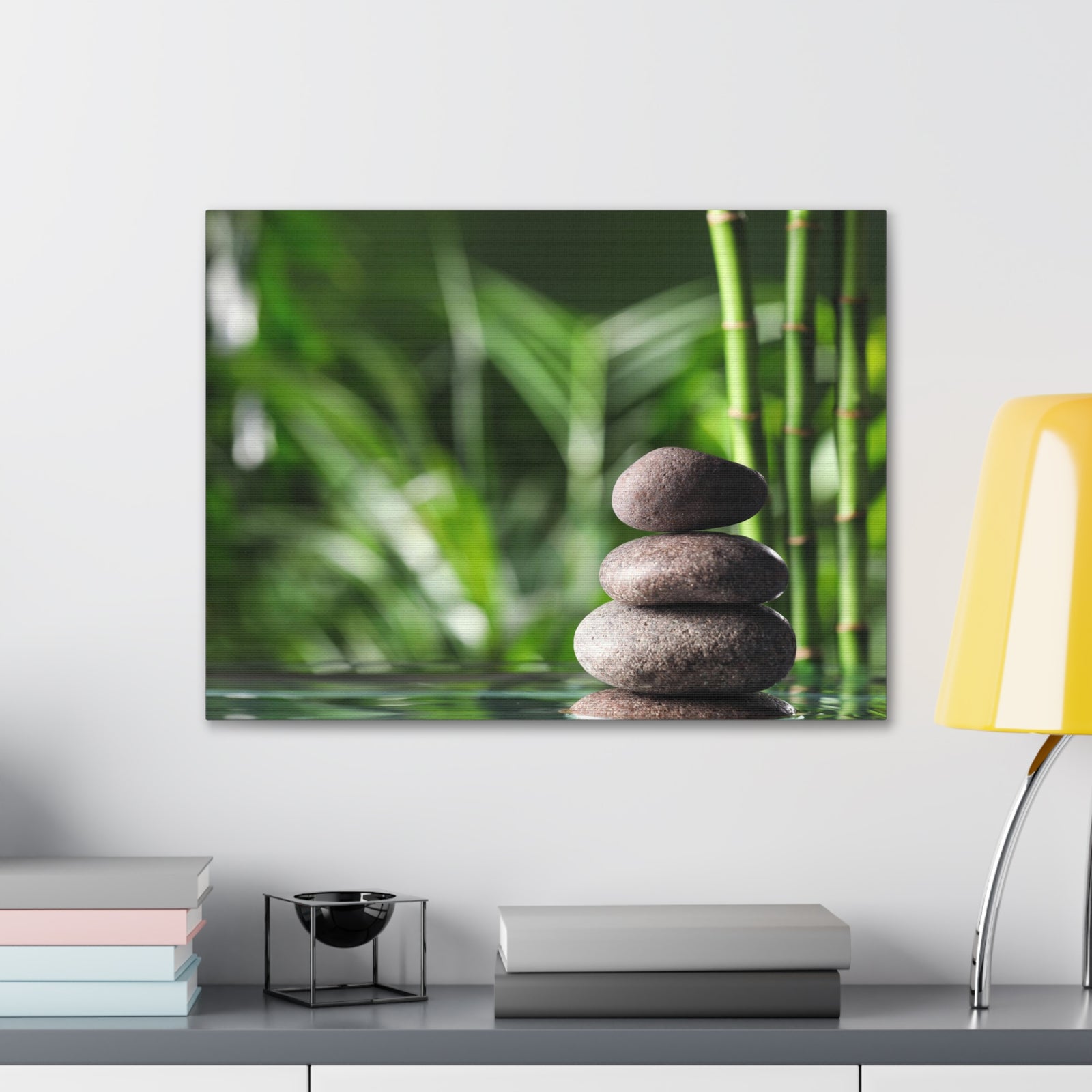 Stacked Stones on Water Forest Floral Nature Photography Canvas Wall Art for Home Decor Ready-to-Hang-Express Your Love Gifts