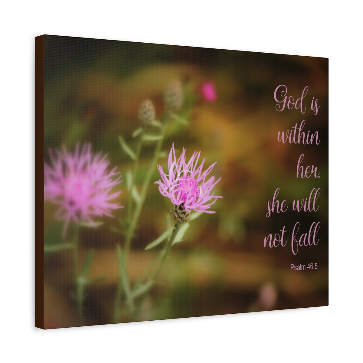 Scripture Canvas God Is Within Her Psalm 46:5 Flower Christian Wall Art Bible Verse Print Ready to Hang-Express Your Love Gifts