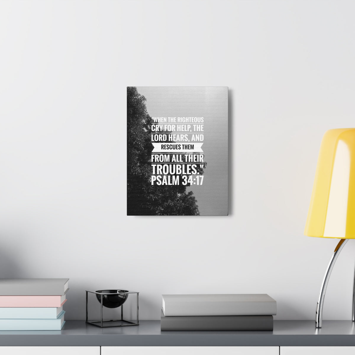 Scripture Canvas Rescues Them Psalm 34:17 Christian Wall Art Bible Verse Print Ready to Hang-Express Your Love Gifts