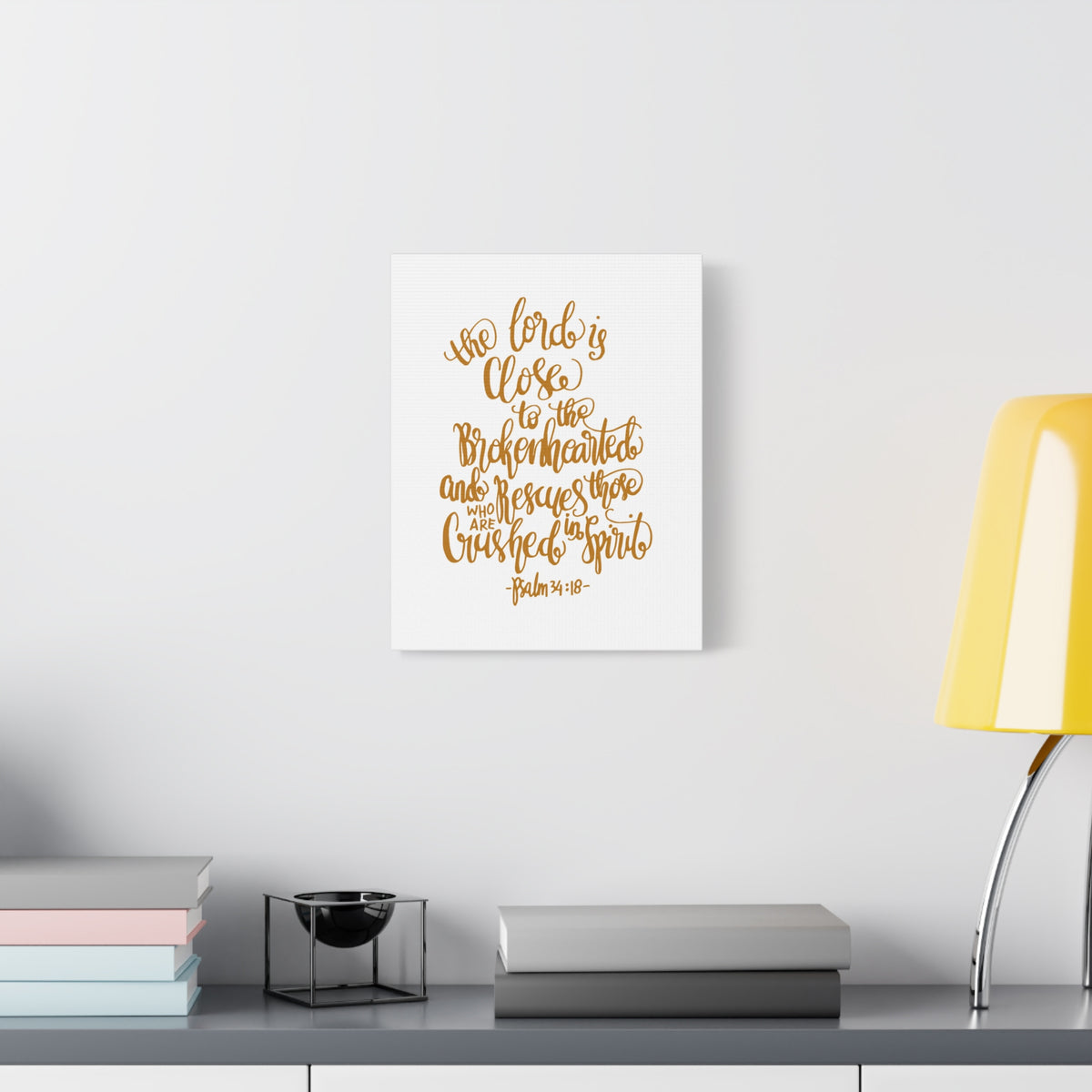 Scripture Canvas The Lord Is Close Psalm 34:18 Christian Wall Art Bible Verse Print Ready To Hang-Express Your Love Gifts