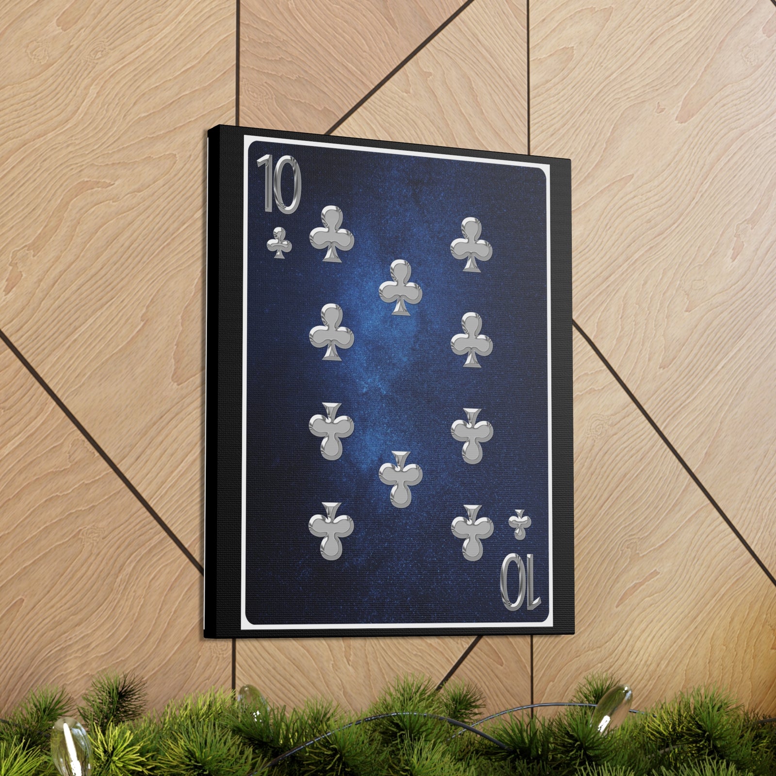 Ten Of Clubs Space Background Playing Card Canvas Wall Art for Home Decor Ready-to-Hang-Express Your Love Gifts