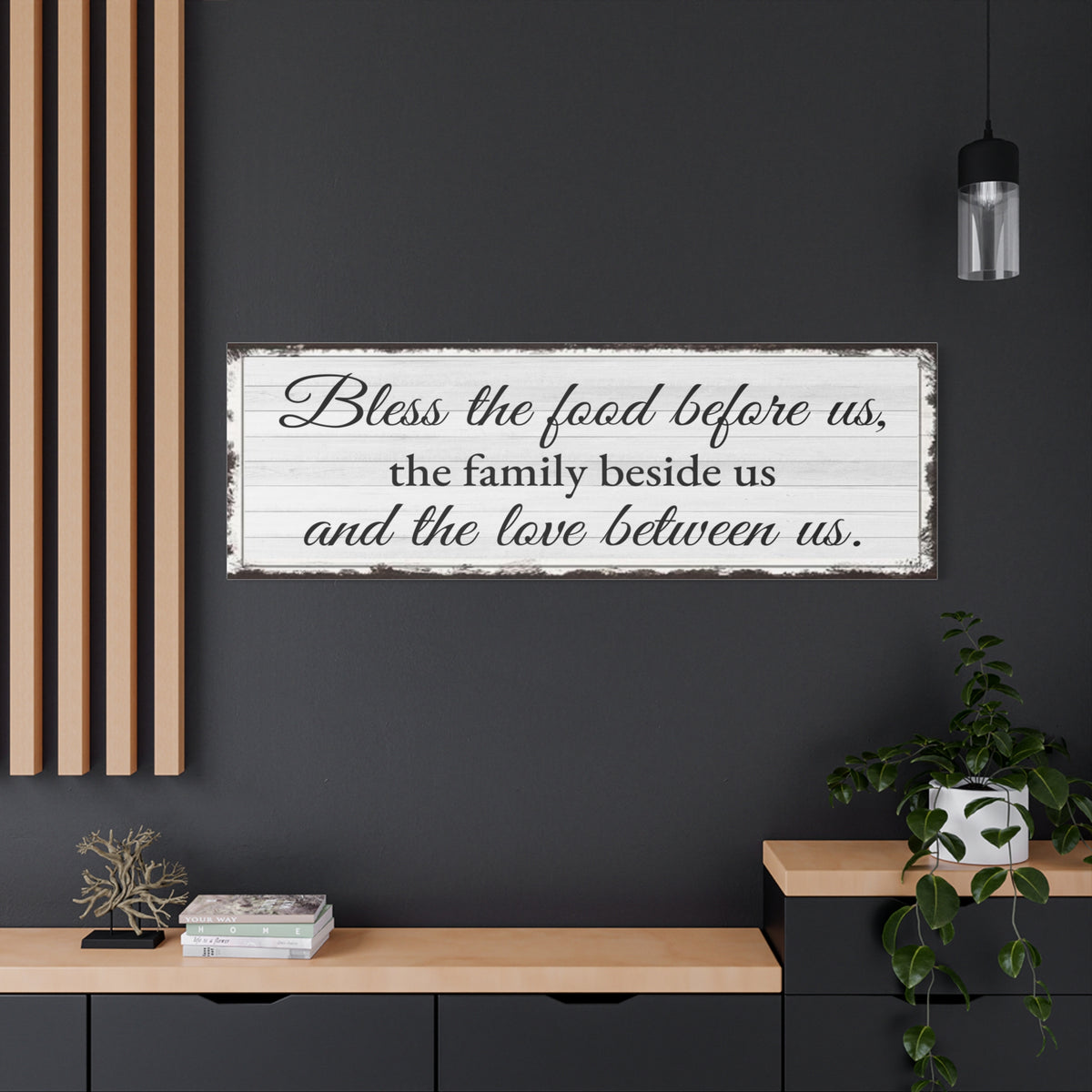 Scripture Walls Bless The Food White Bible Verse Canvas Christian Wall Art Ready to Hang Unframed-Express Your Love Gifts