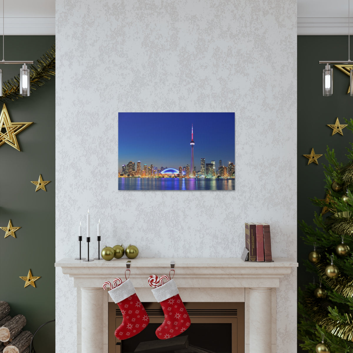 Toronto Night Skyline Canvas Artwork High-Quality Breathtaking Stunning Cityscape for Home Decor Ready to Hang-Express Your Love Gifts