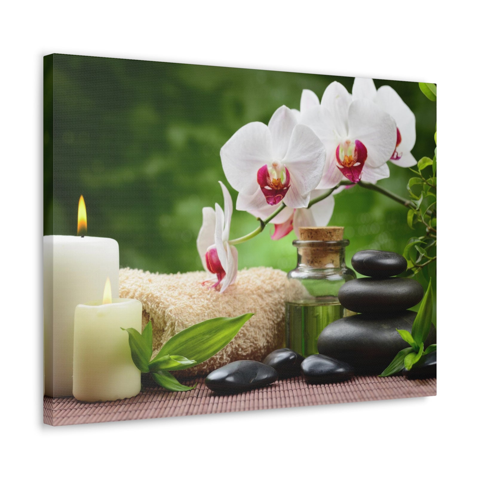 Orchid Flower and Stone Forest Floral Nature Photography Canvas Wall Art for Home Decor Ready-to-Hang-Express Your Love Gifts