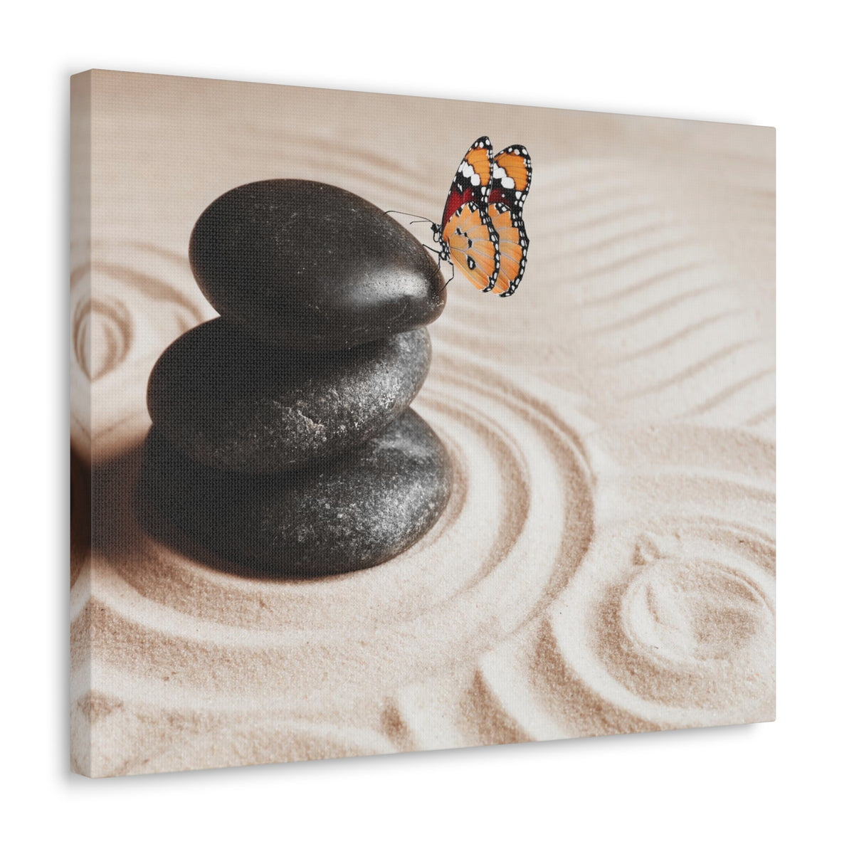 Stones on Sand Forest Floral Nature Photography Canvas Wall Art for Home Decor Ready-to-Hang-Express Your Love Gifts