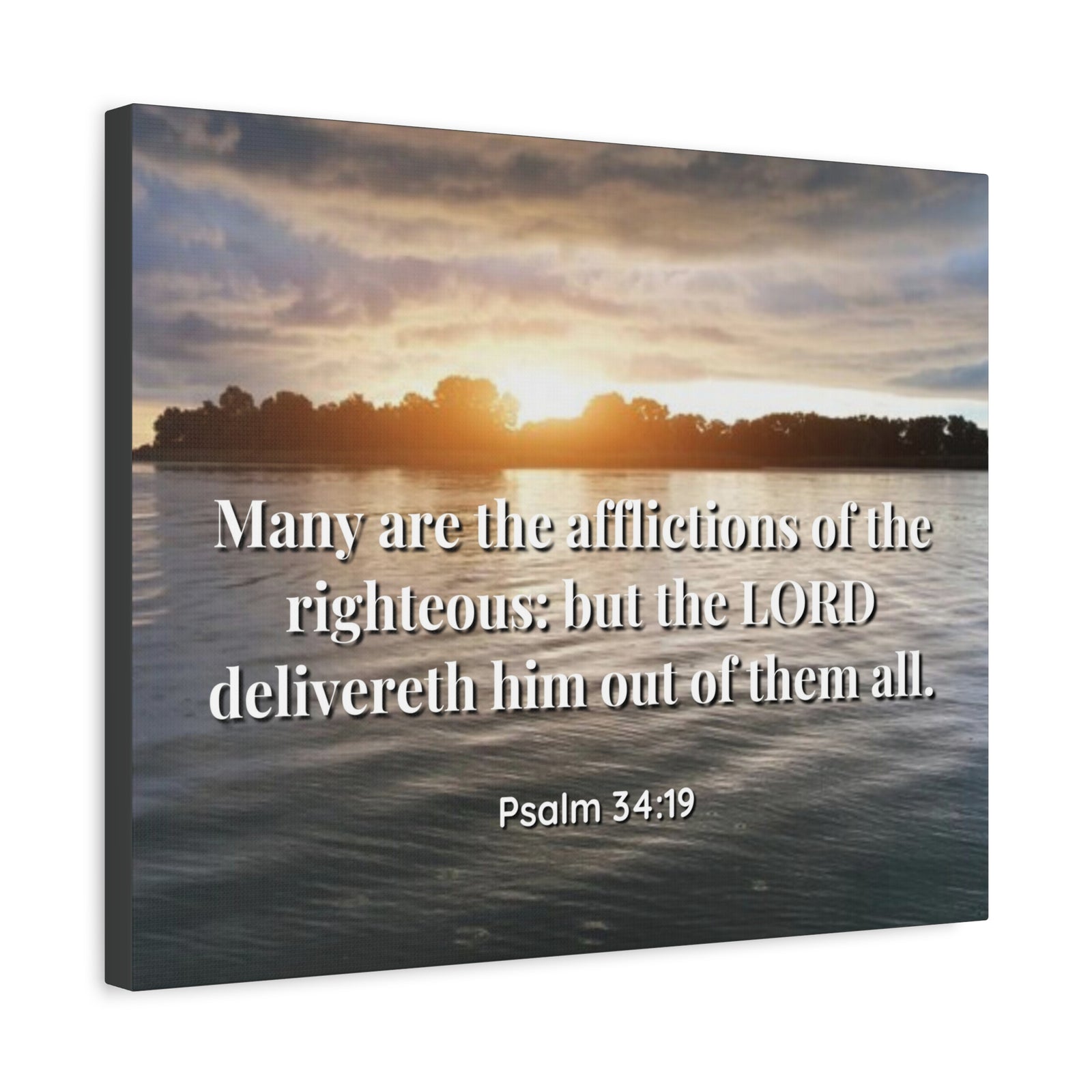 Scripture Canvas The Afflictions Psalm 34:19 Christian Wall Art Bible Verse Print Ready to Hang-Express Your Love Gifts