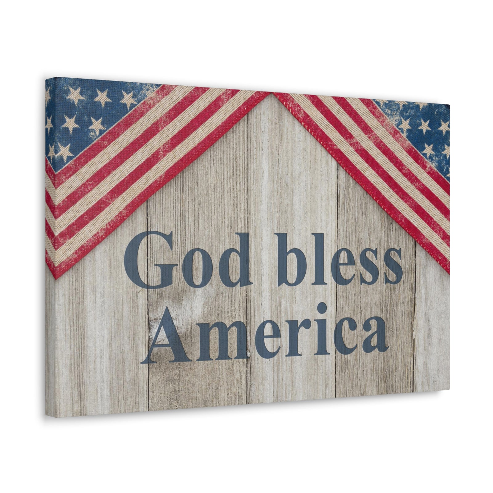 God Bless America Patriotic Message Canvas Wall Art for Home Decor Ready-to-Hang-Express Your Love Gifts
