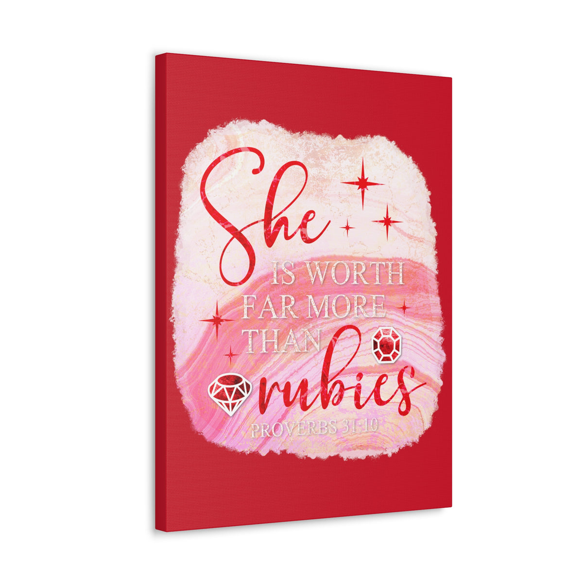 Scripture Walls Proverbs 31:10 Rubies Bible Verse Canvas Christian Wall Art Ready to Hang Unframed-Express Your Love Gifts