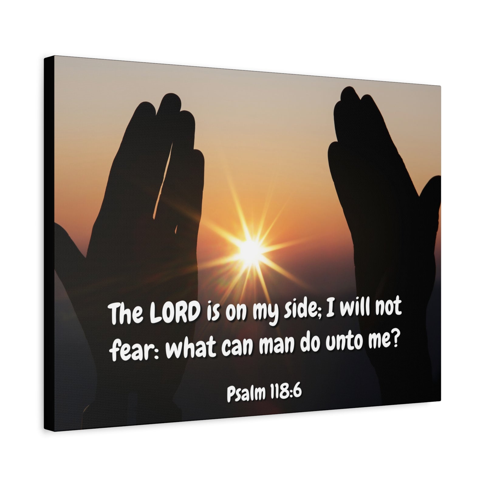 Scripture Canvas God Is On My Side Psalm 118:6 Christian Wall Art Bible Verse Print Ready to Hang-Express Your Love Gifts